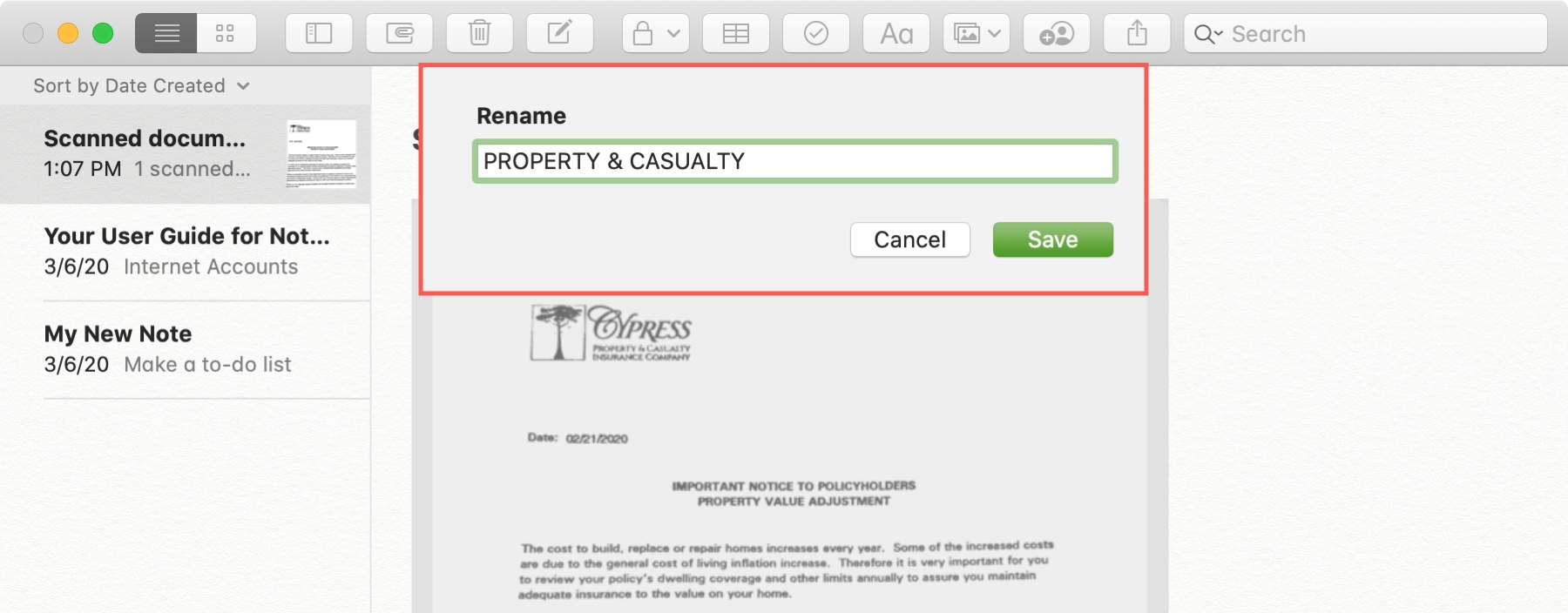 Rename Scanned Document