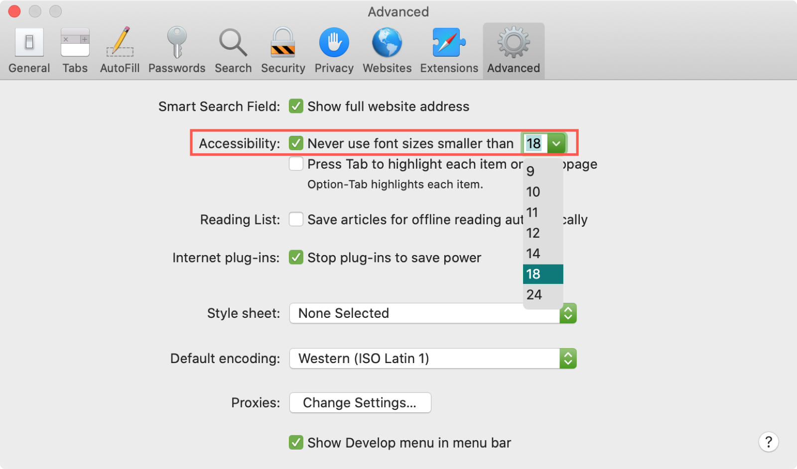 Safari Increase Font Size Mac