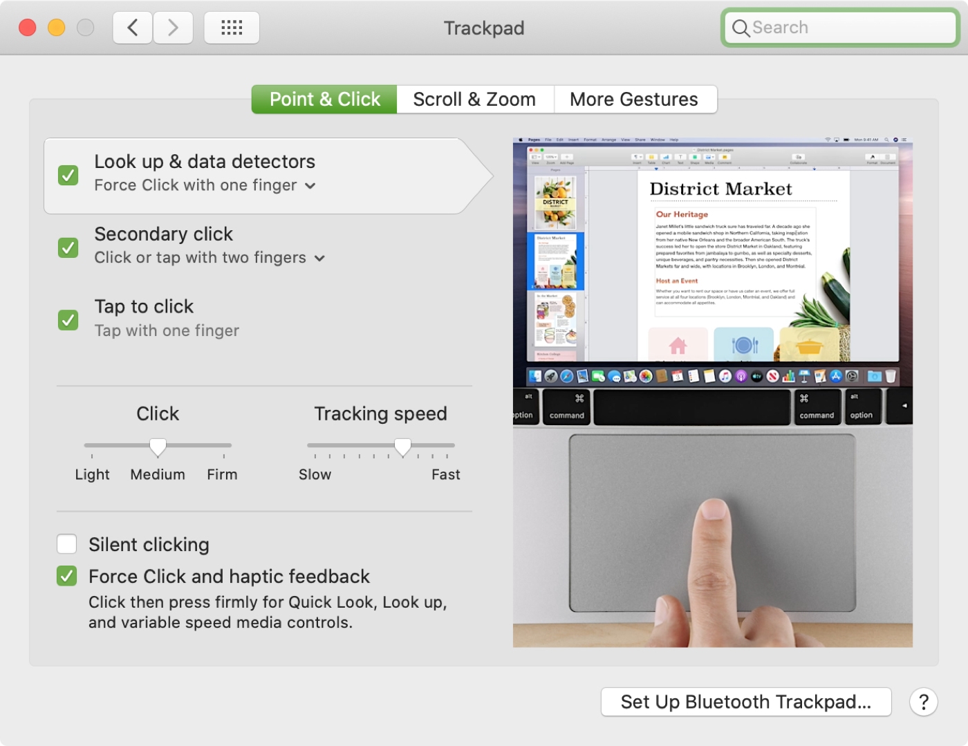 Trackpad Point and Click Settings Mac