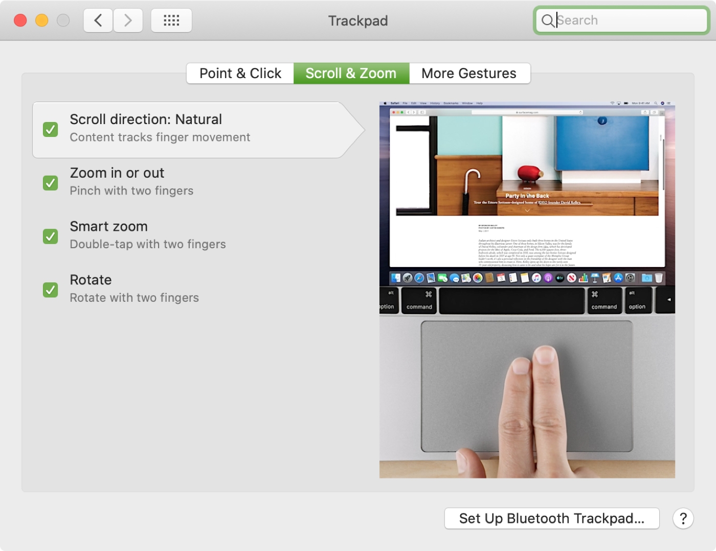 Trackpad Scroll and Zoom Settings Mac
