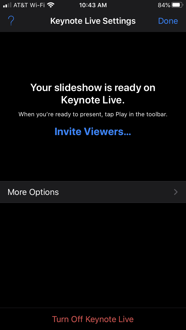 Turn Off Keynote Live iPhone