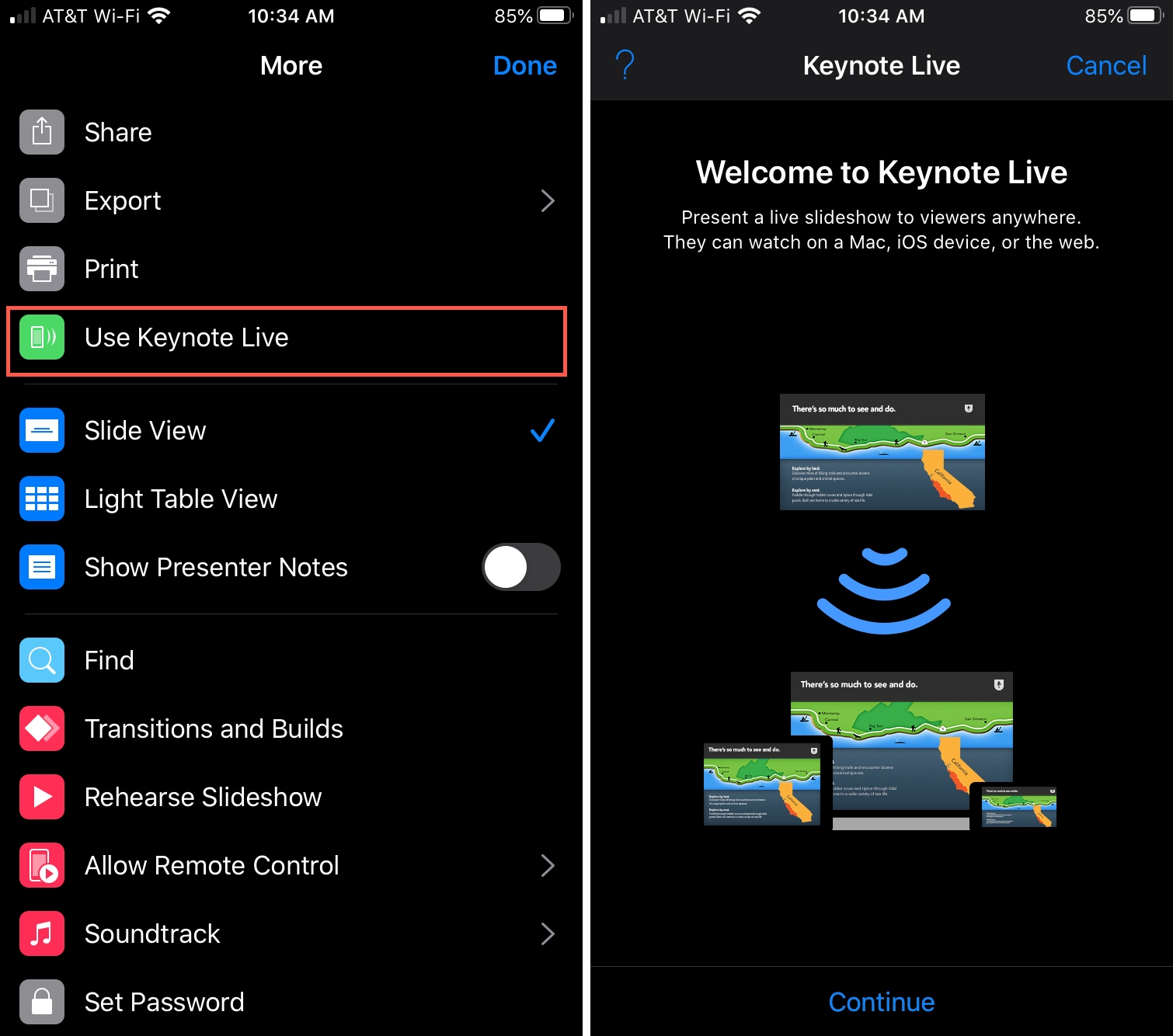 Use Keynote Live iPhone