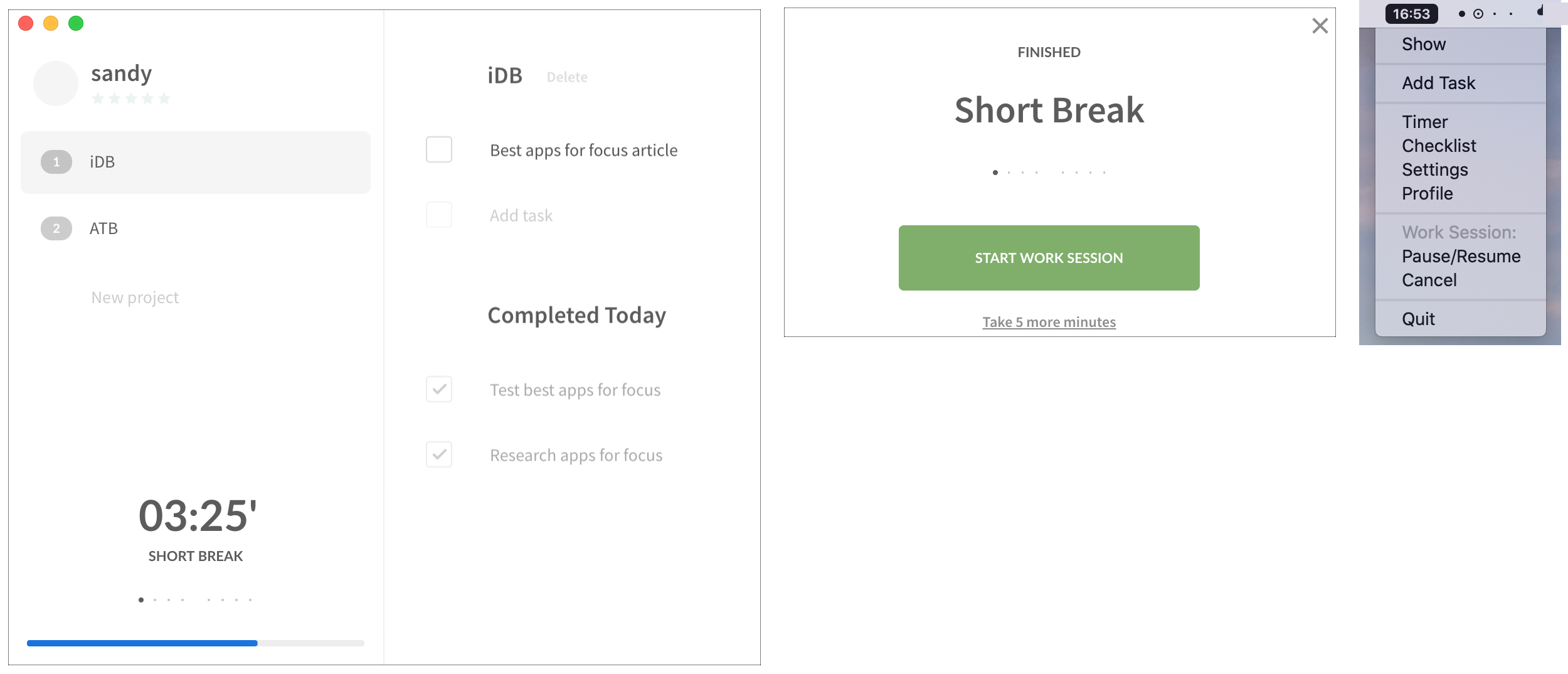 Workflow Timer app on Mac