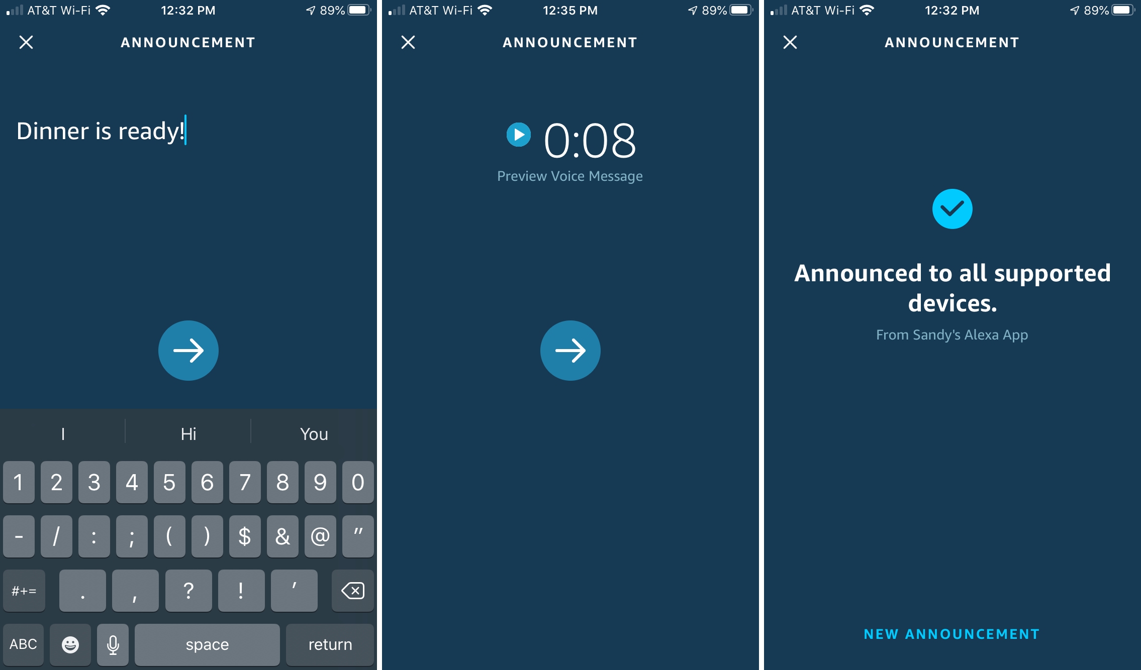 Alexa Announce iPhone
