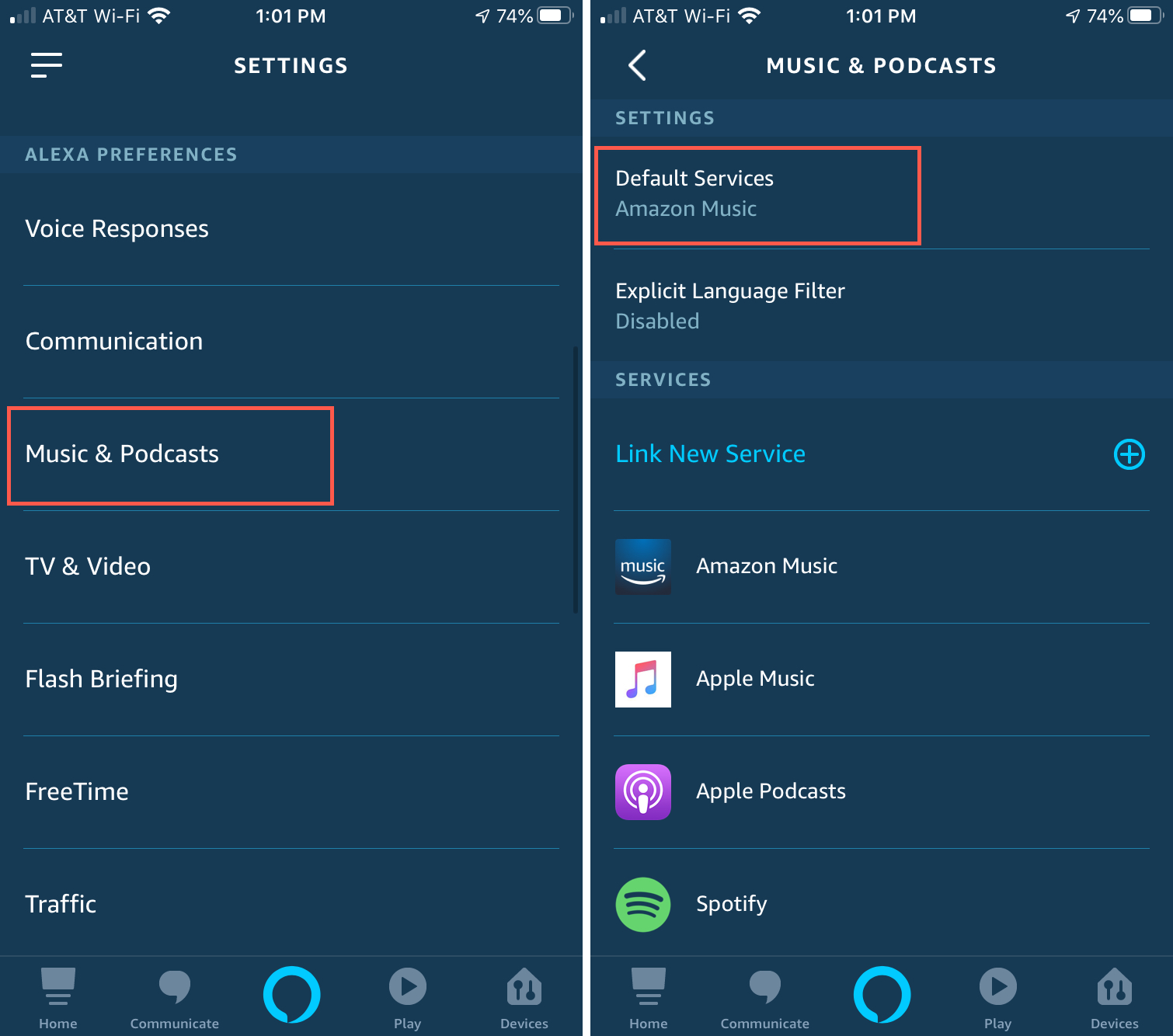 Alexa Default Music App