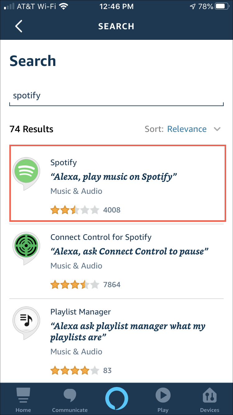 Alexa Search Skills Spotify