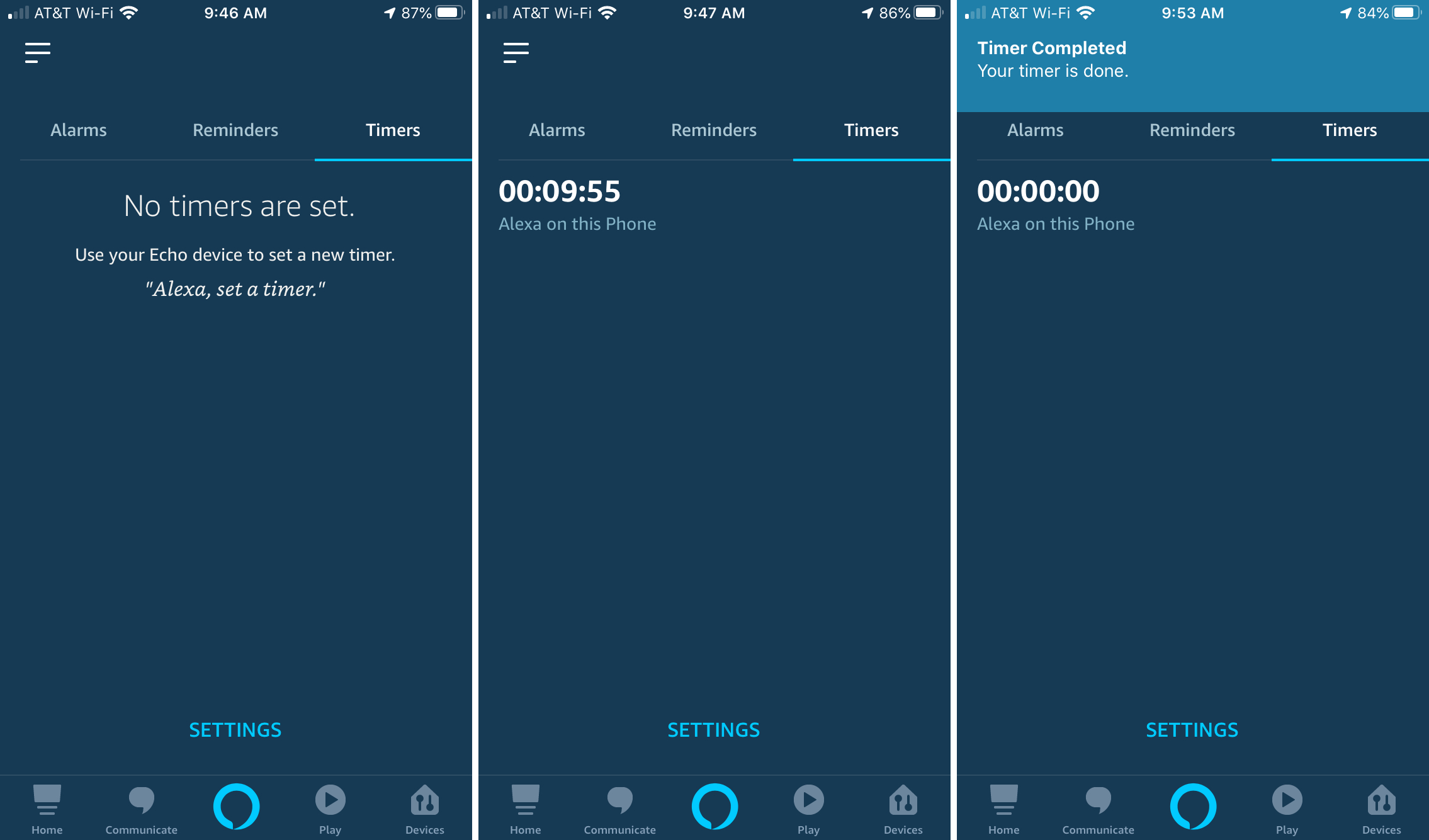 Alexa Set Timer on iPhone