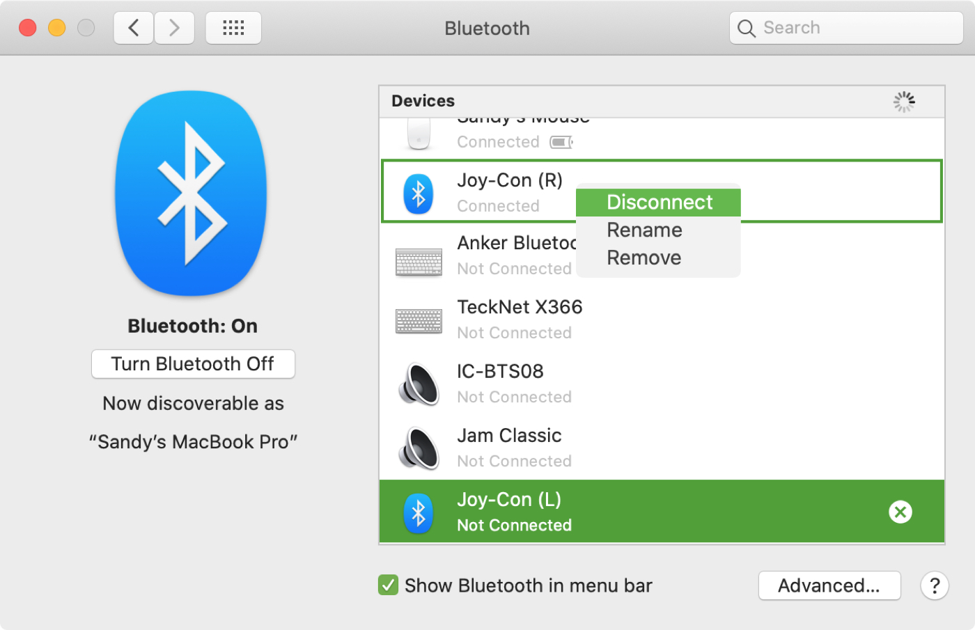 Disconnect Joy Con Controllers to Mac