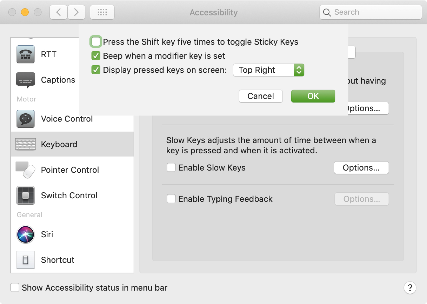 Enable Sticky Keys Mac Accessibility Keyboard