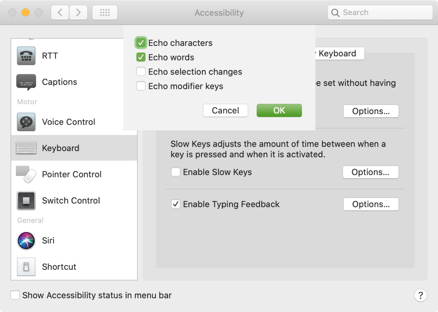 Enable Typing Feedback Mac Accessibility Keyboard