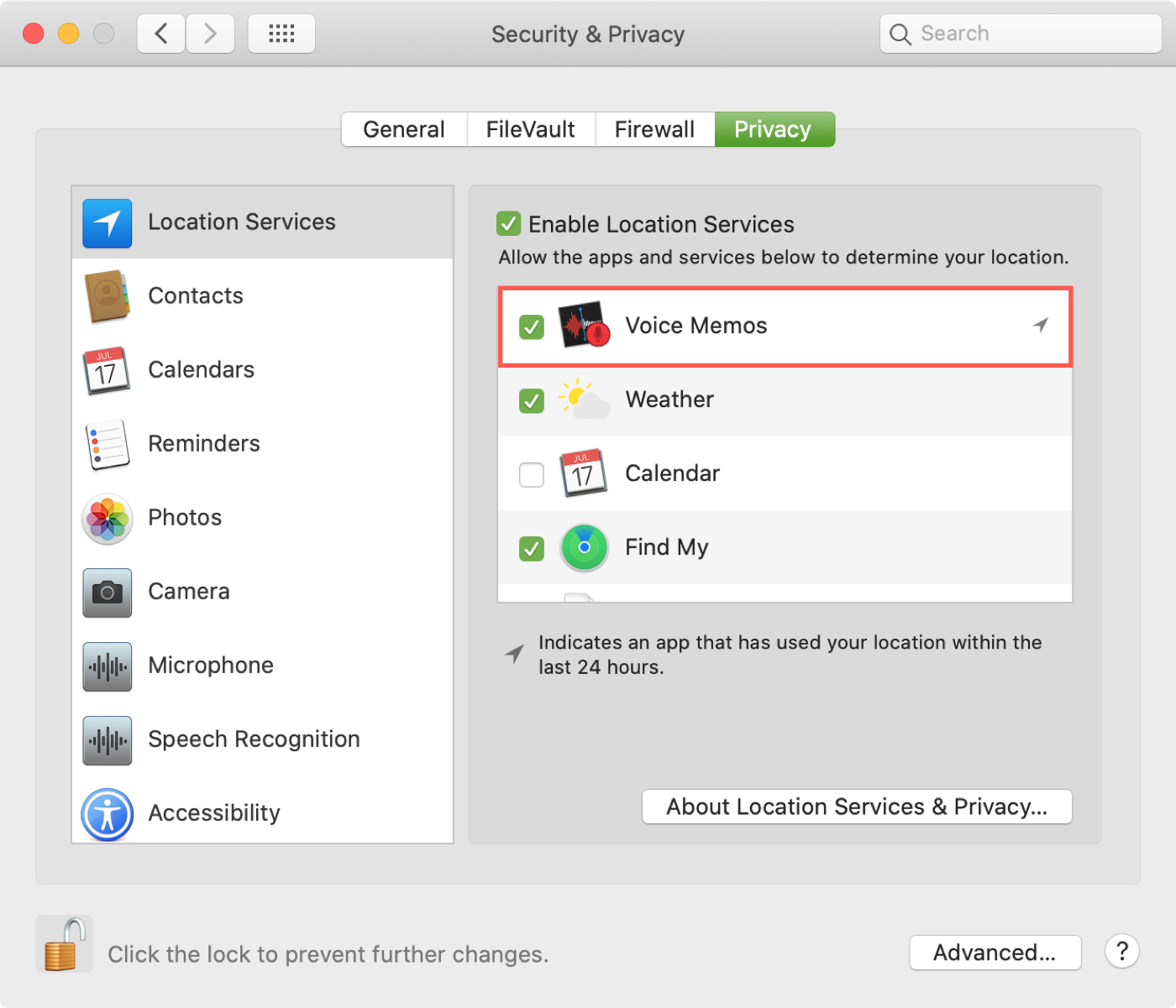 Enable Voice Memos Location Mac