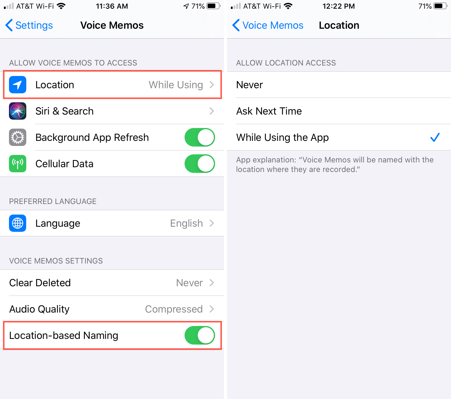 Enable Voice Memos Location iPhone