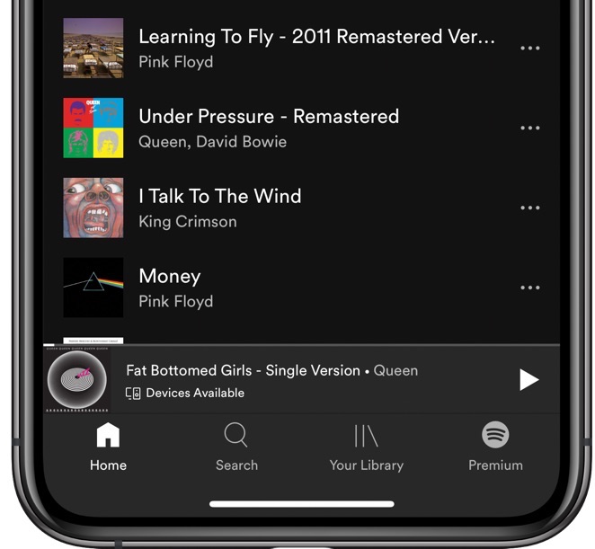 Show Spotify songs