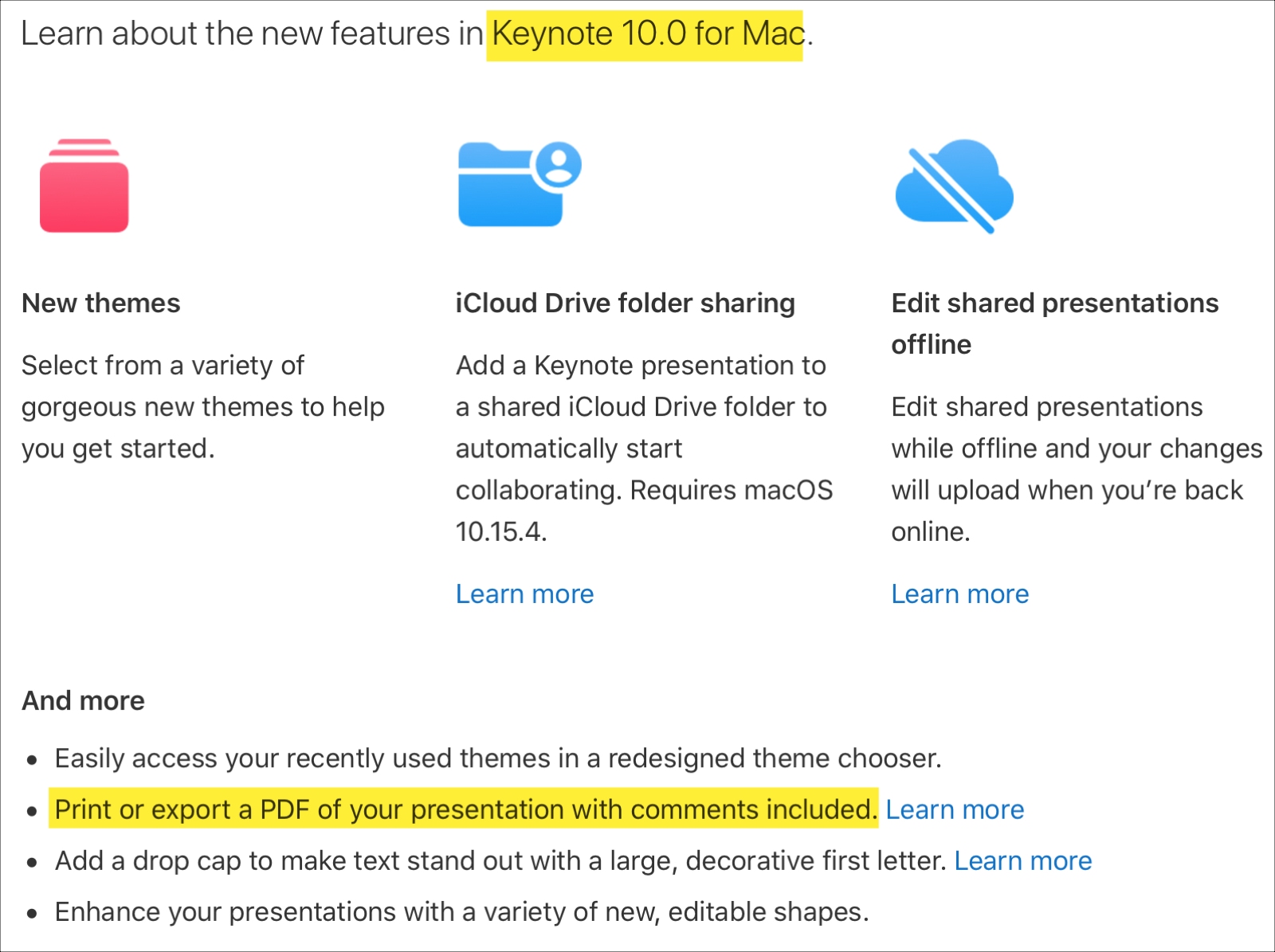 Keynote 10.0 Mac Print Comments