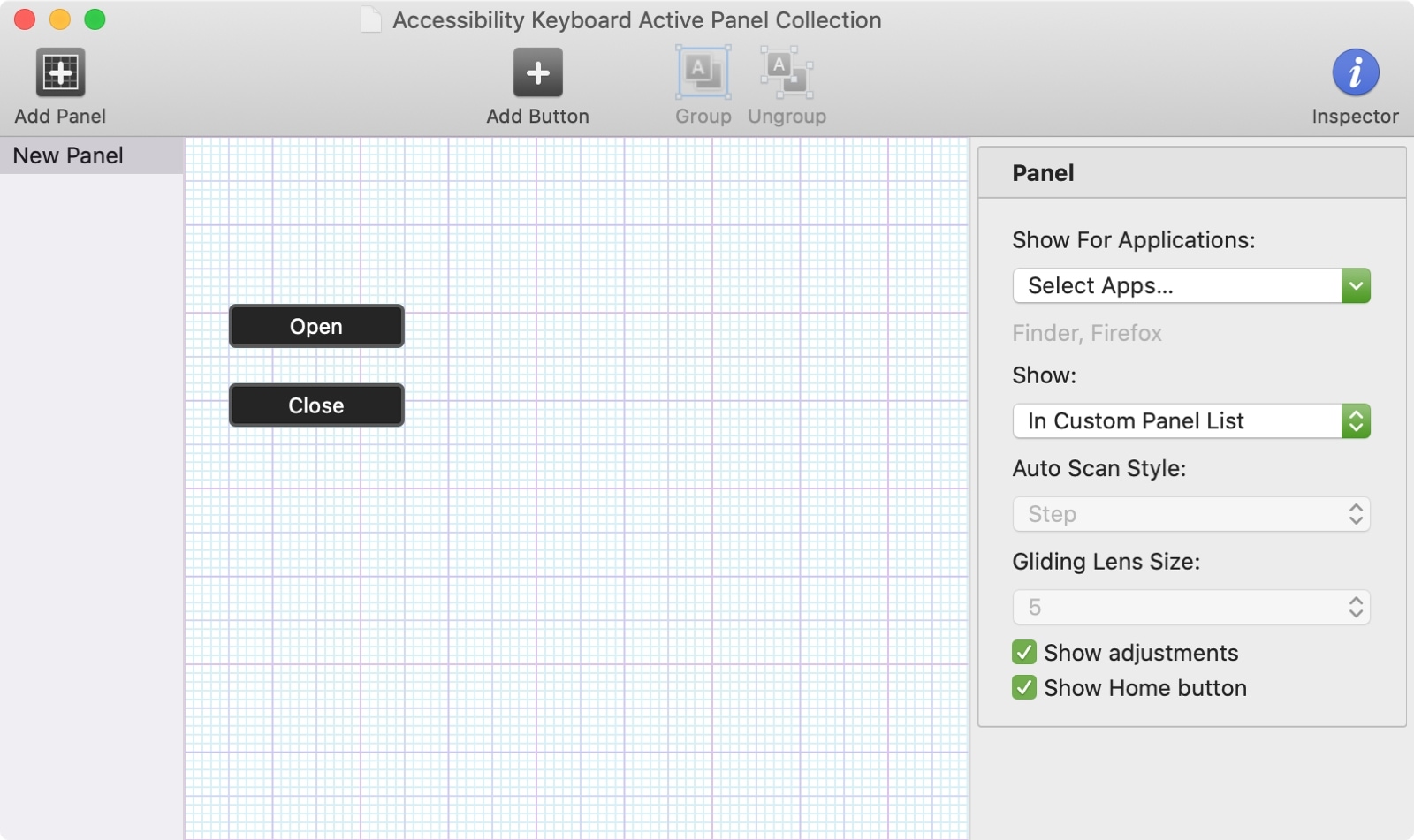 Mac Accessibility Keyboard Panel Editor