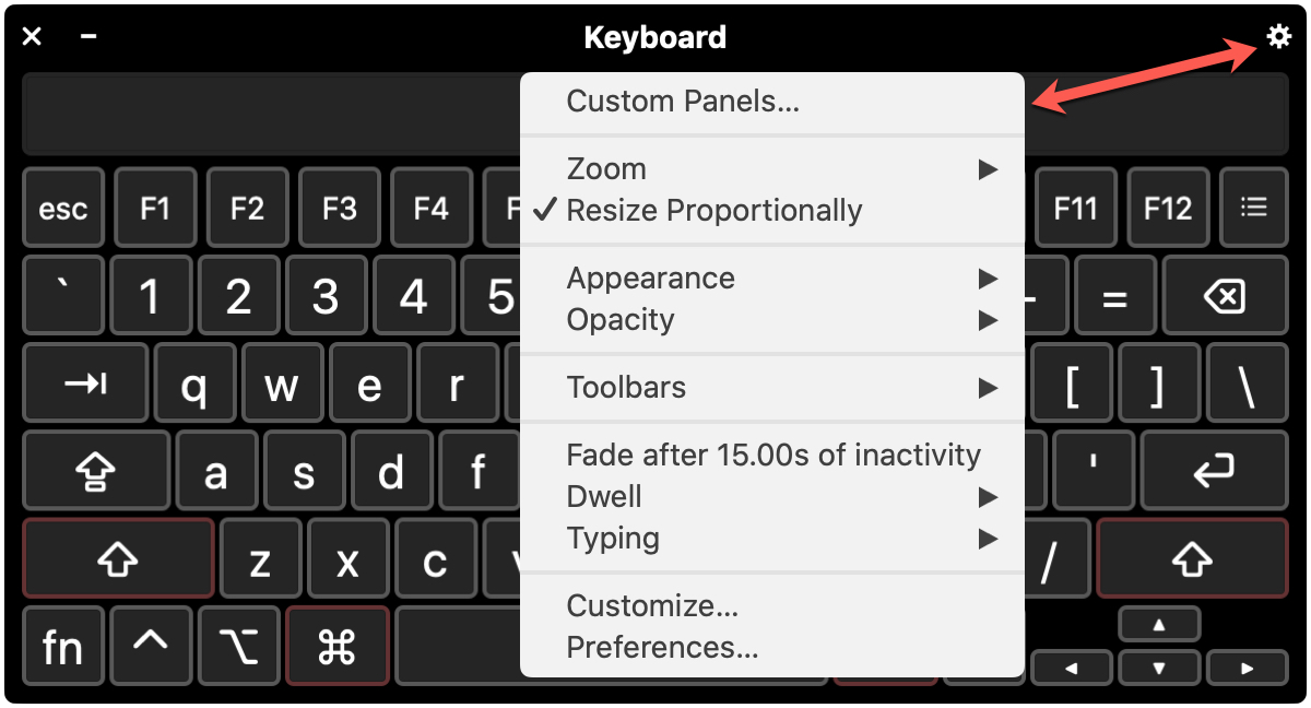 Mac Accessibility Keyboard Panel Options