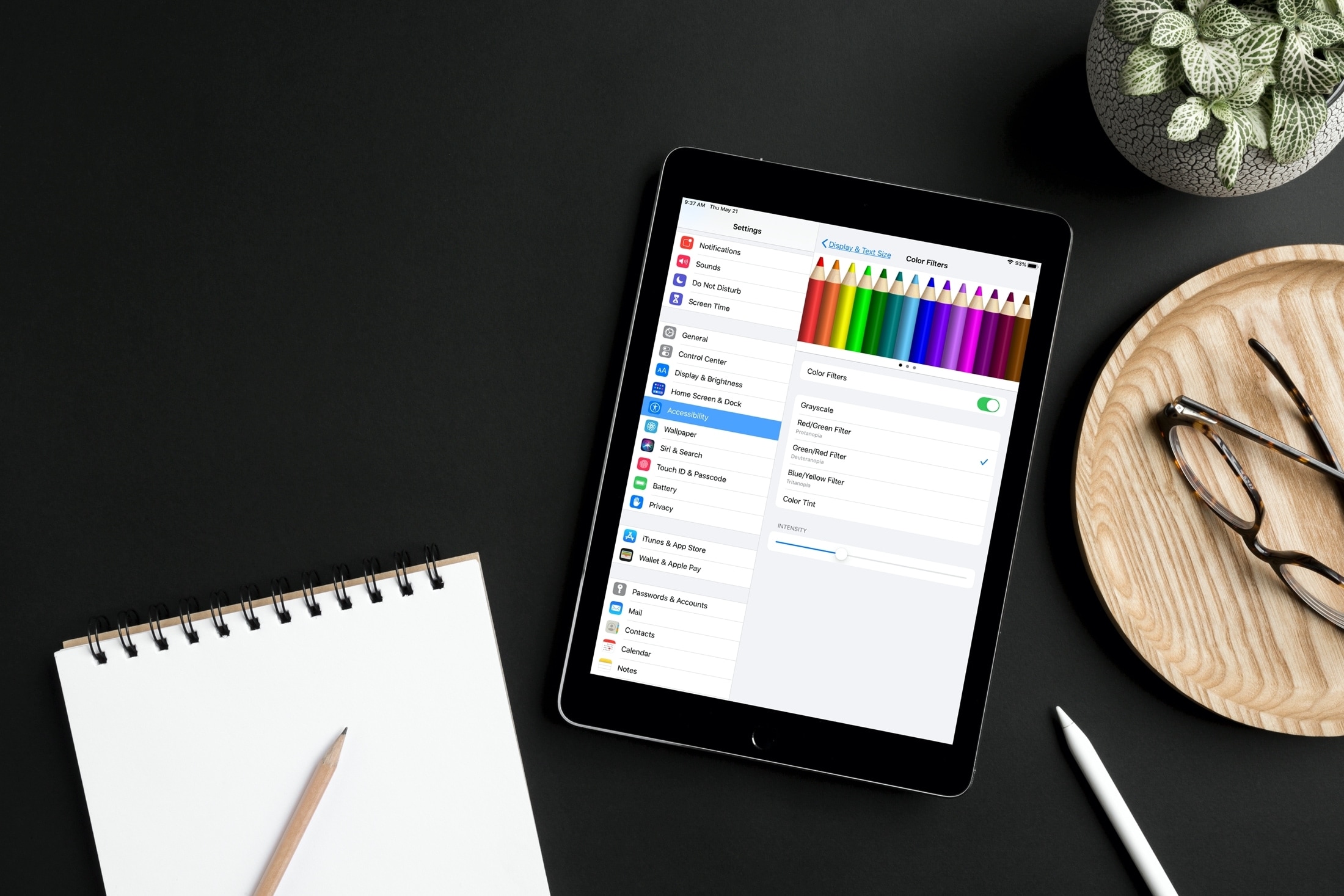 Accessibility Color Filters iPad on Table