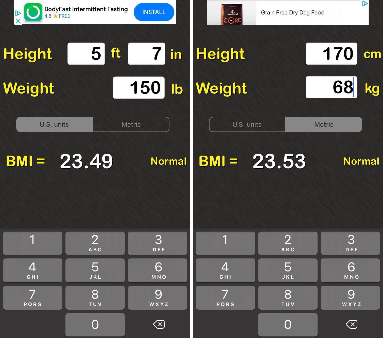 BMI Calculator iPhone