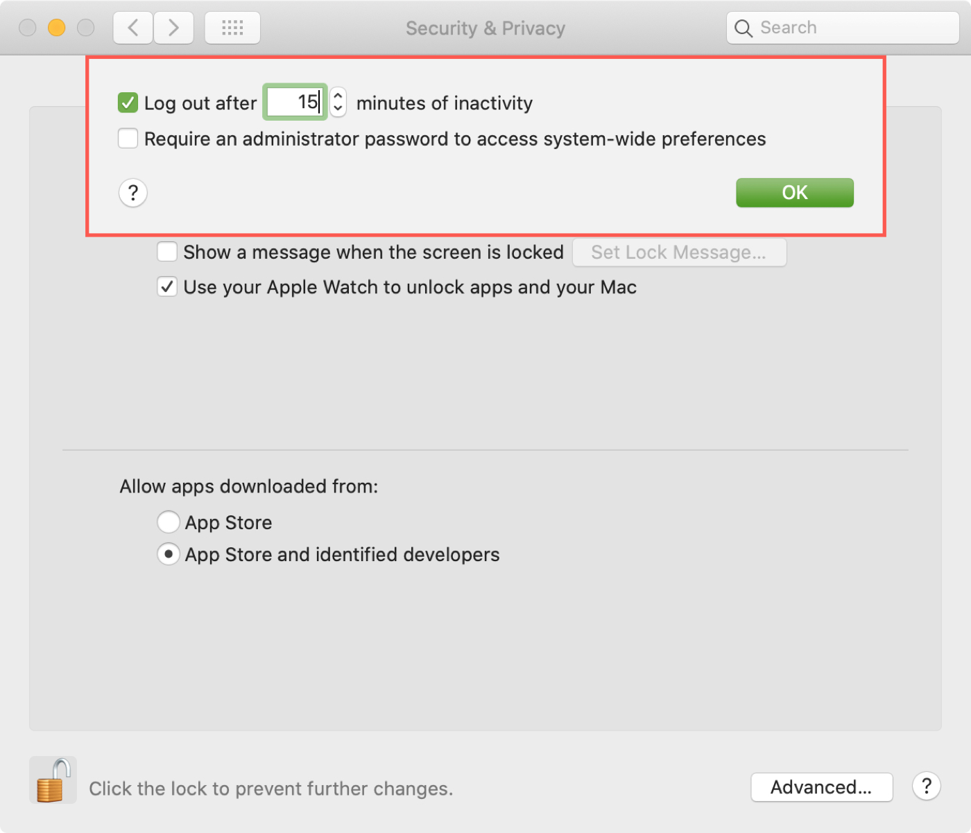 use mac for retricting log access
