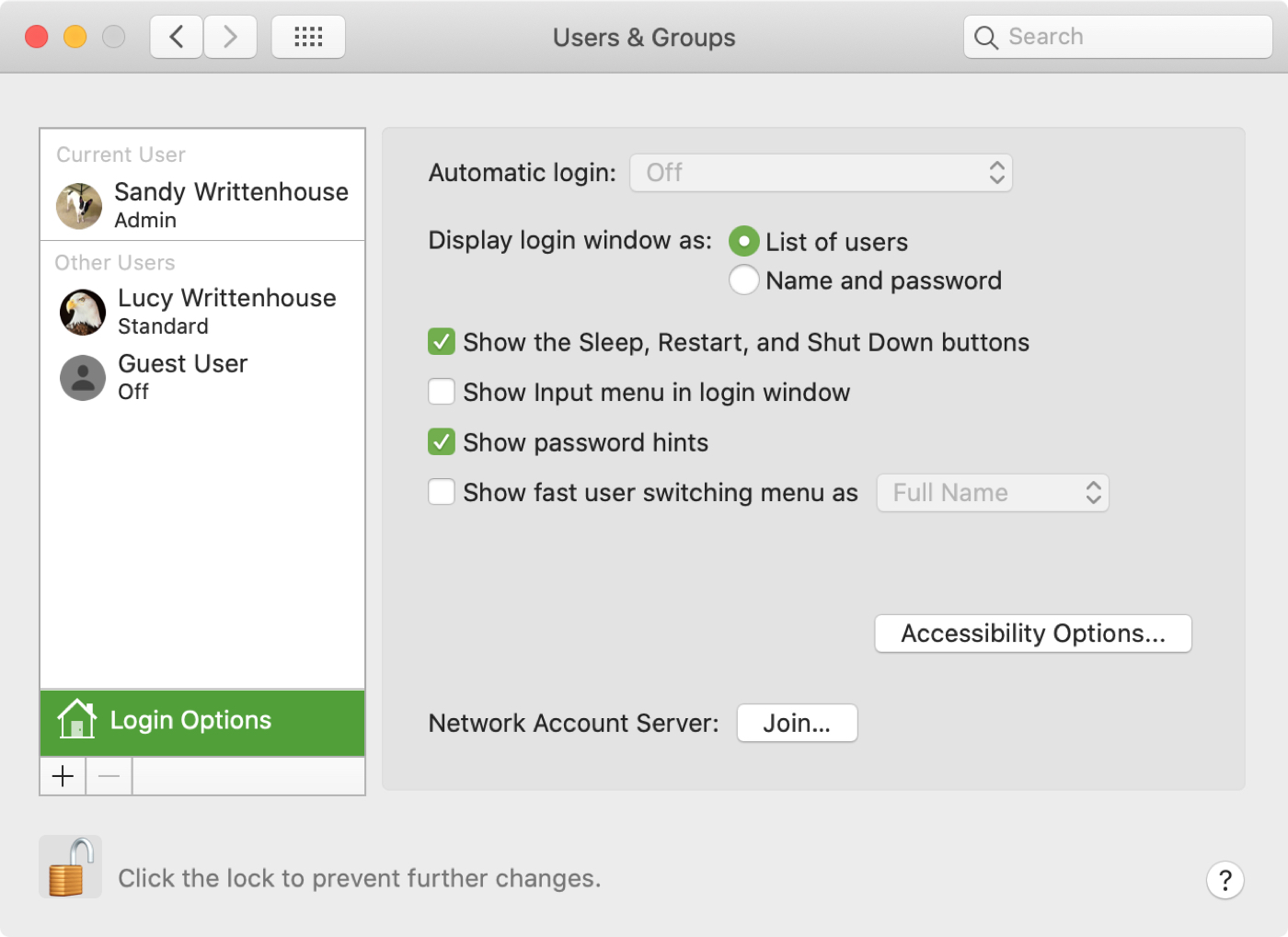 Mac Login Window Options