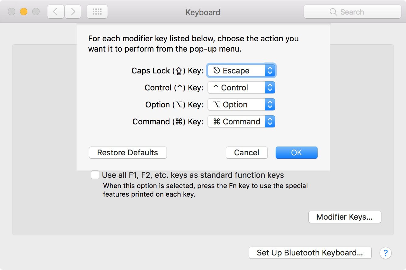 ESC key rebinding in macOS