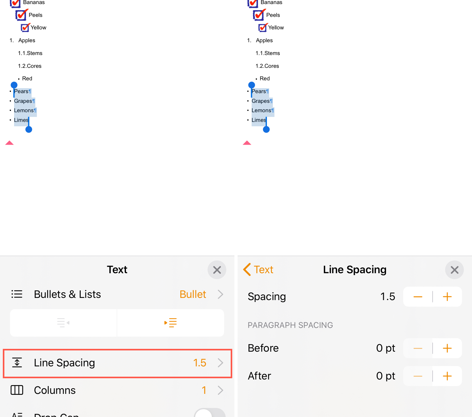 Choose Line Spacing Pages Mac