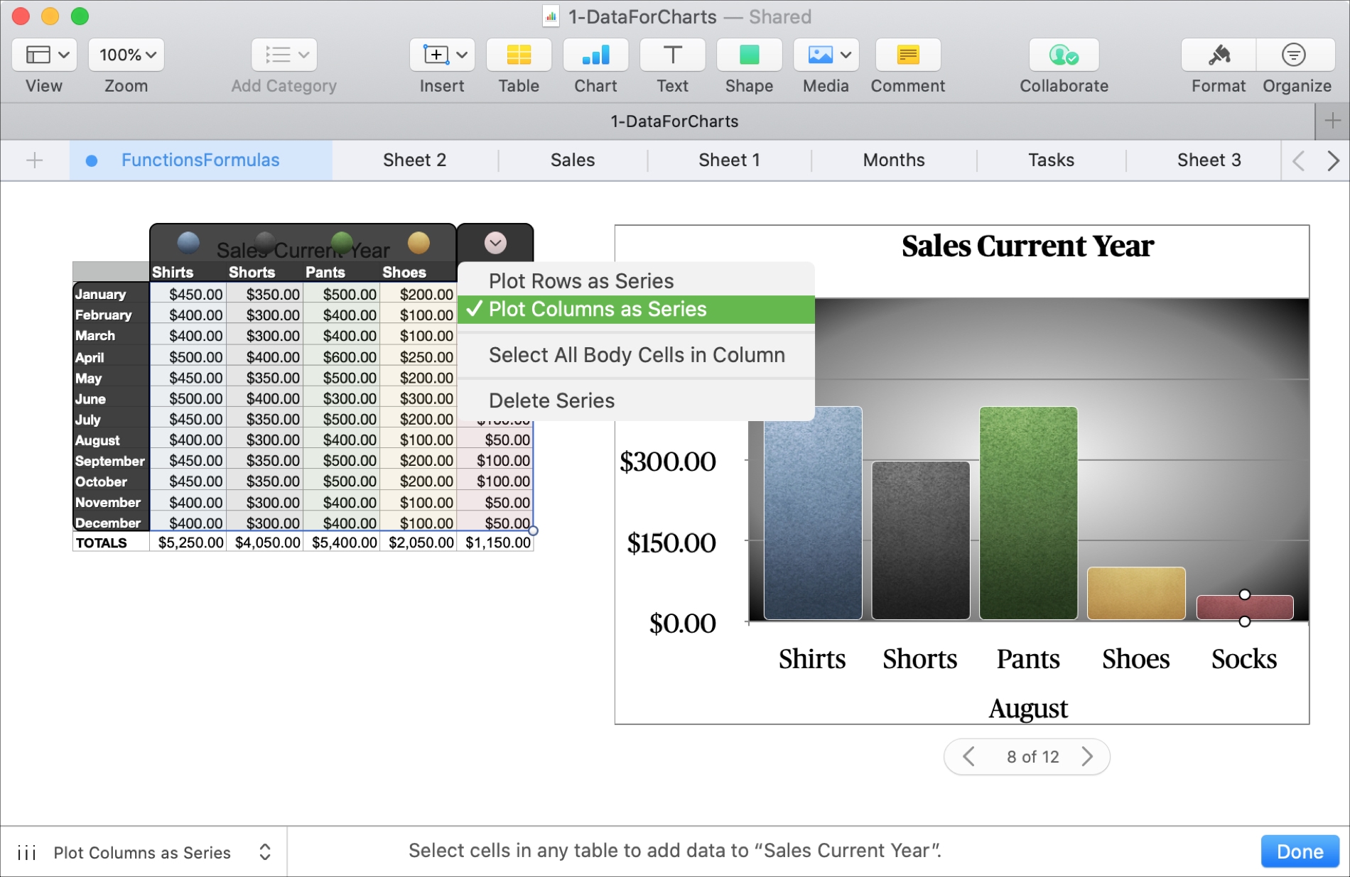 Edit Chart References in Numbers Mac