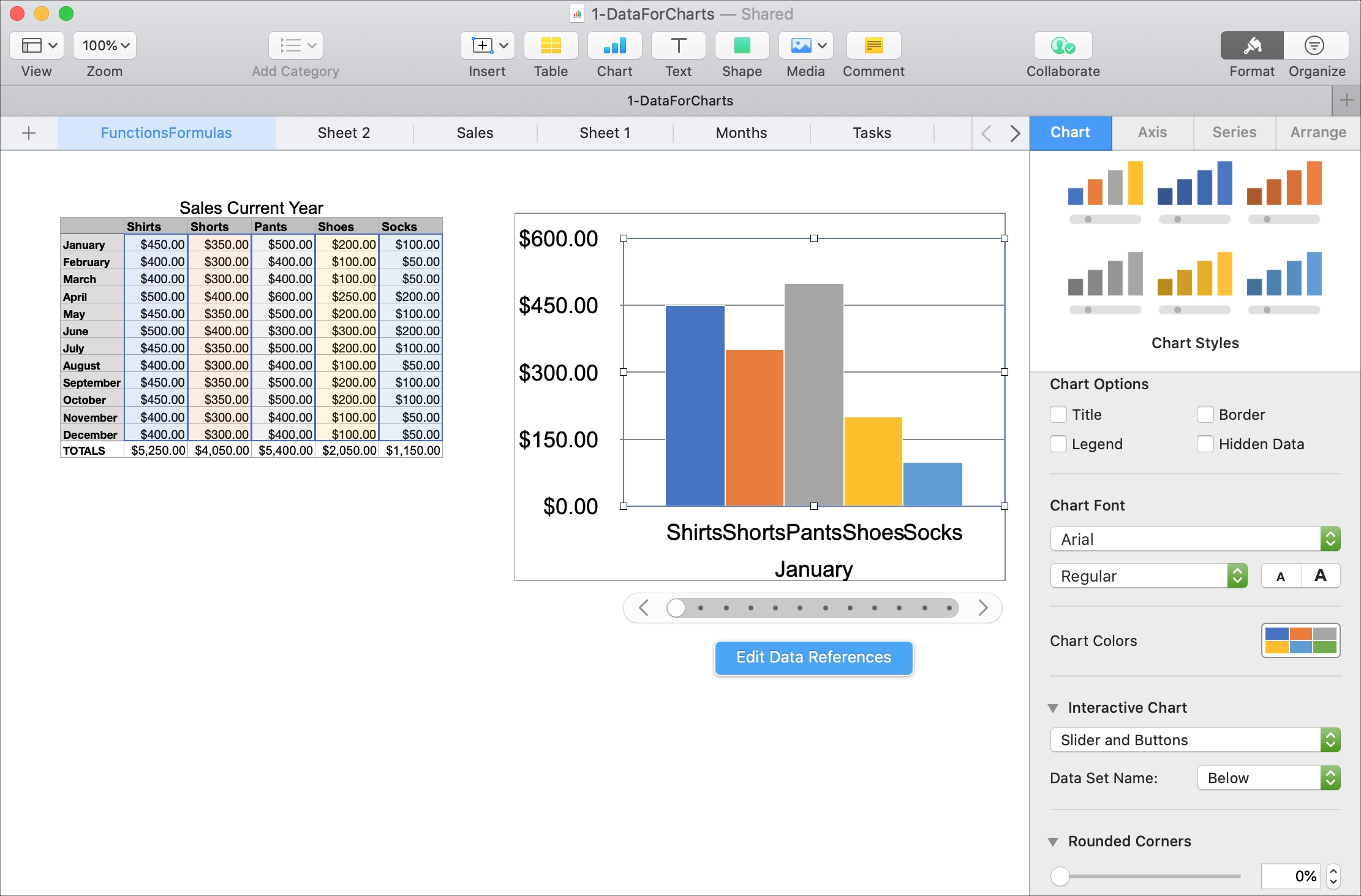 Format Interactive Chart in Numbers Mac