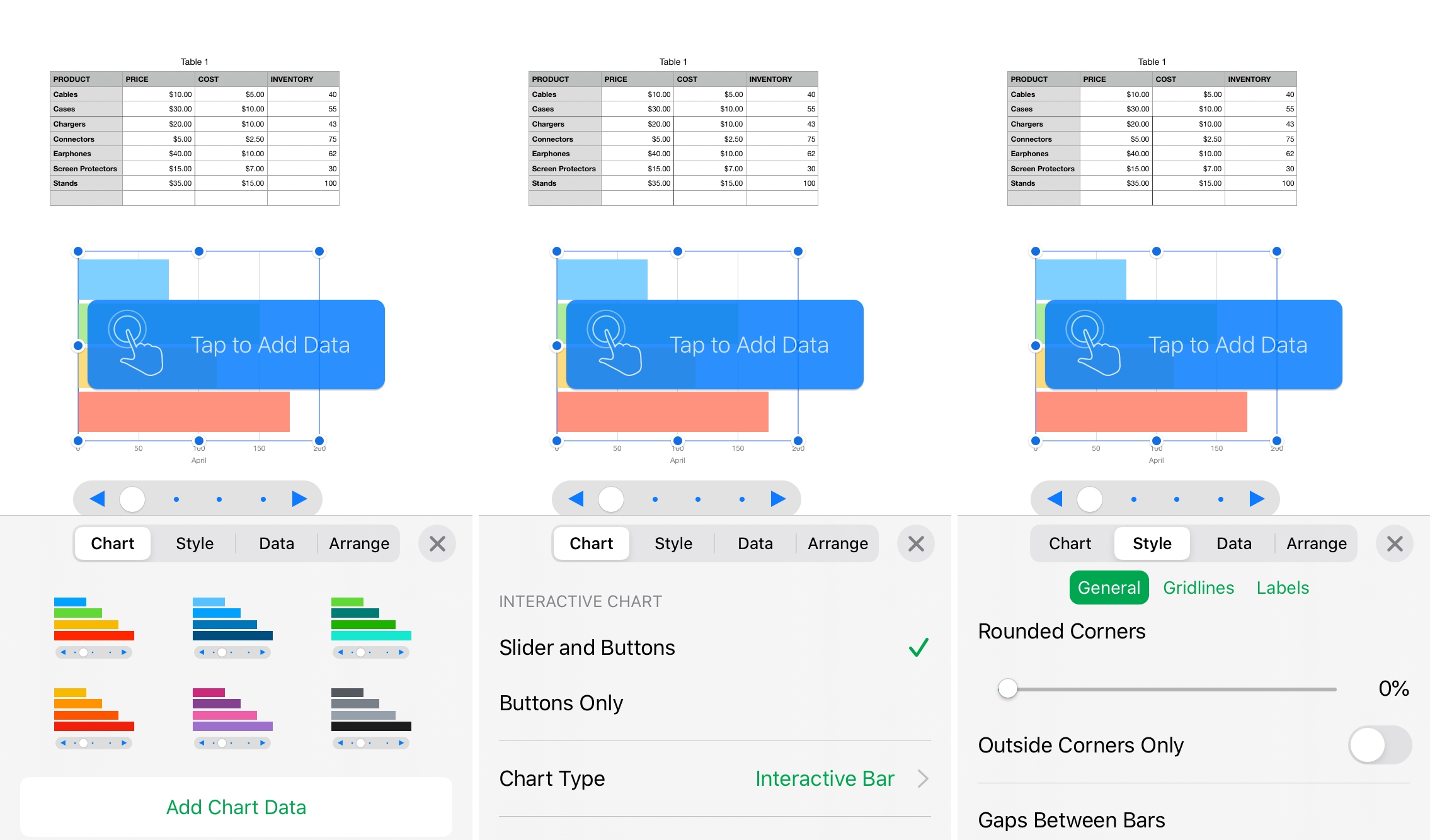 Format Interactive Chart in Numbers iPhone