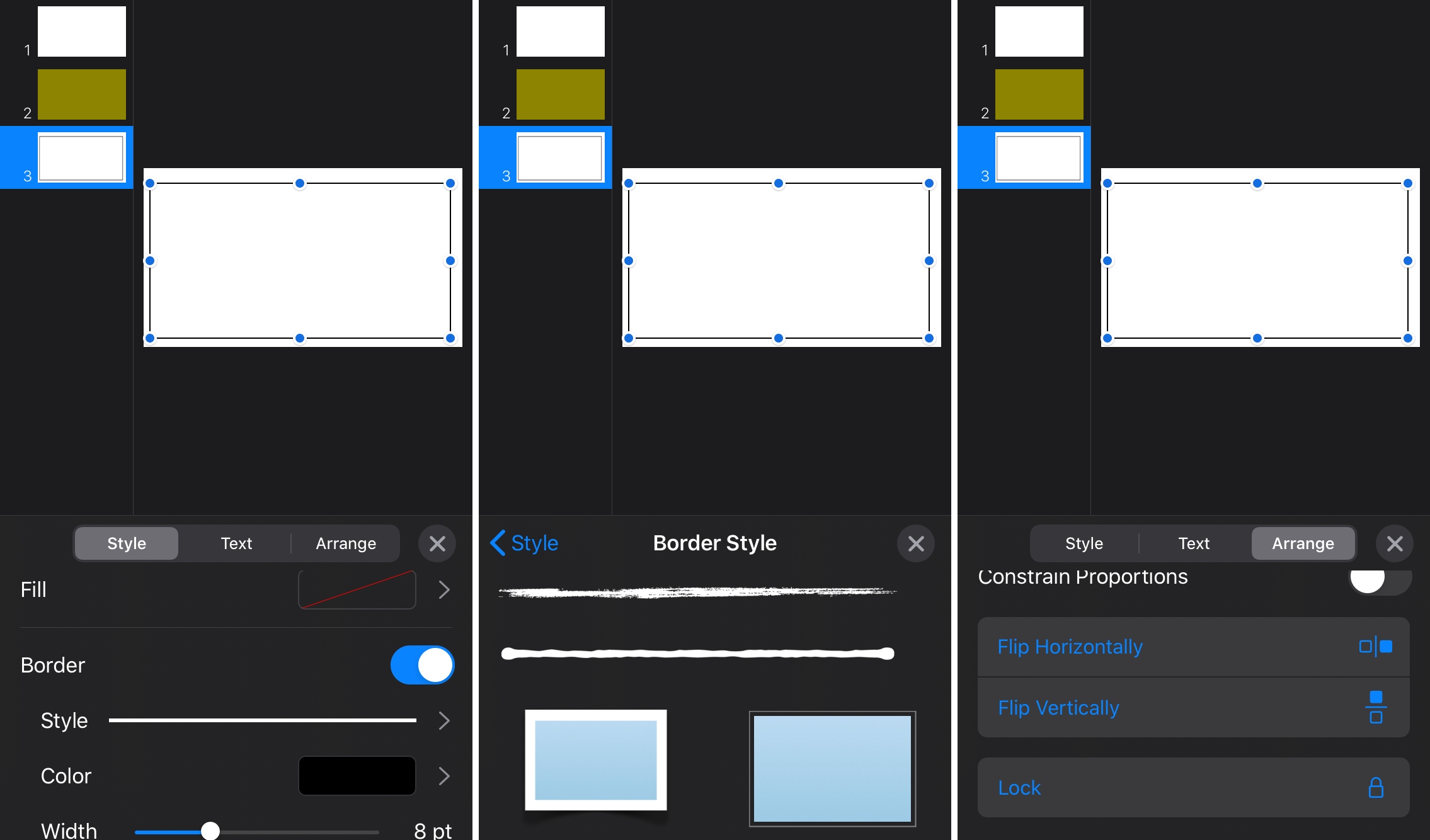 Keynote Slide Border Options iPhone