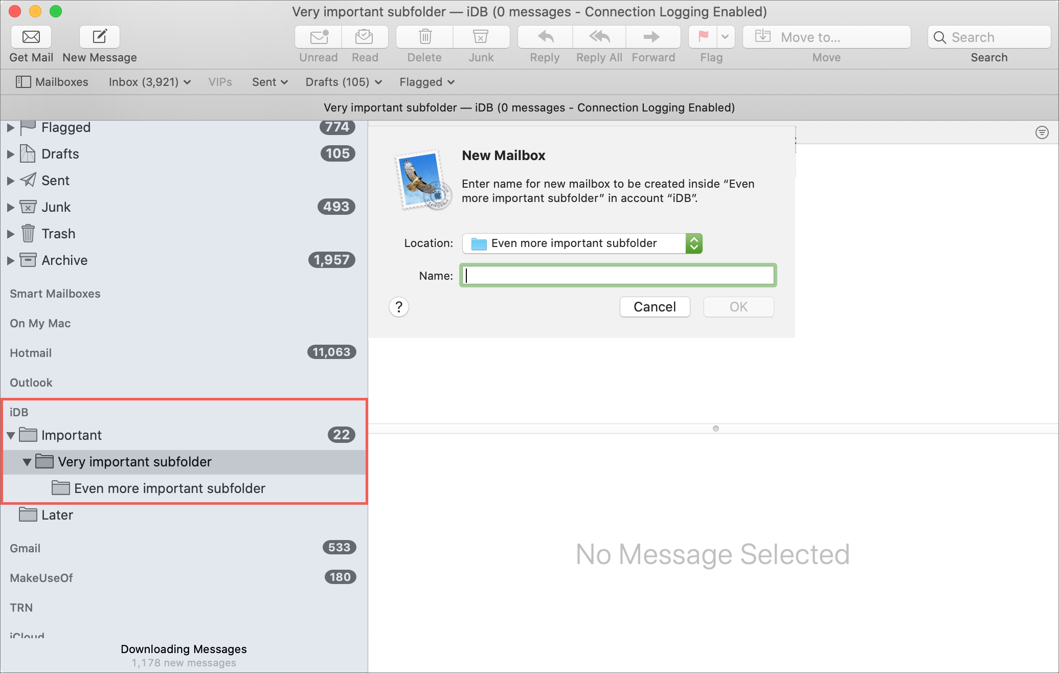 mailbird how to create subfolder