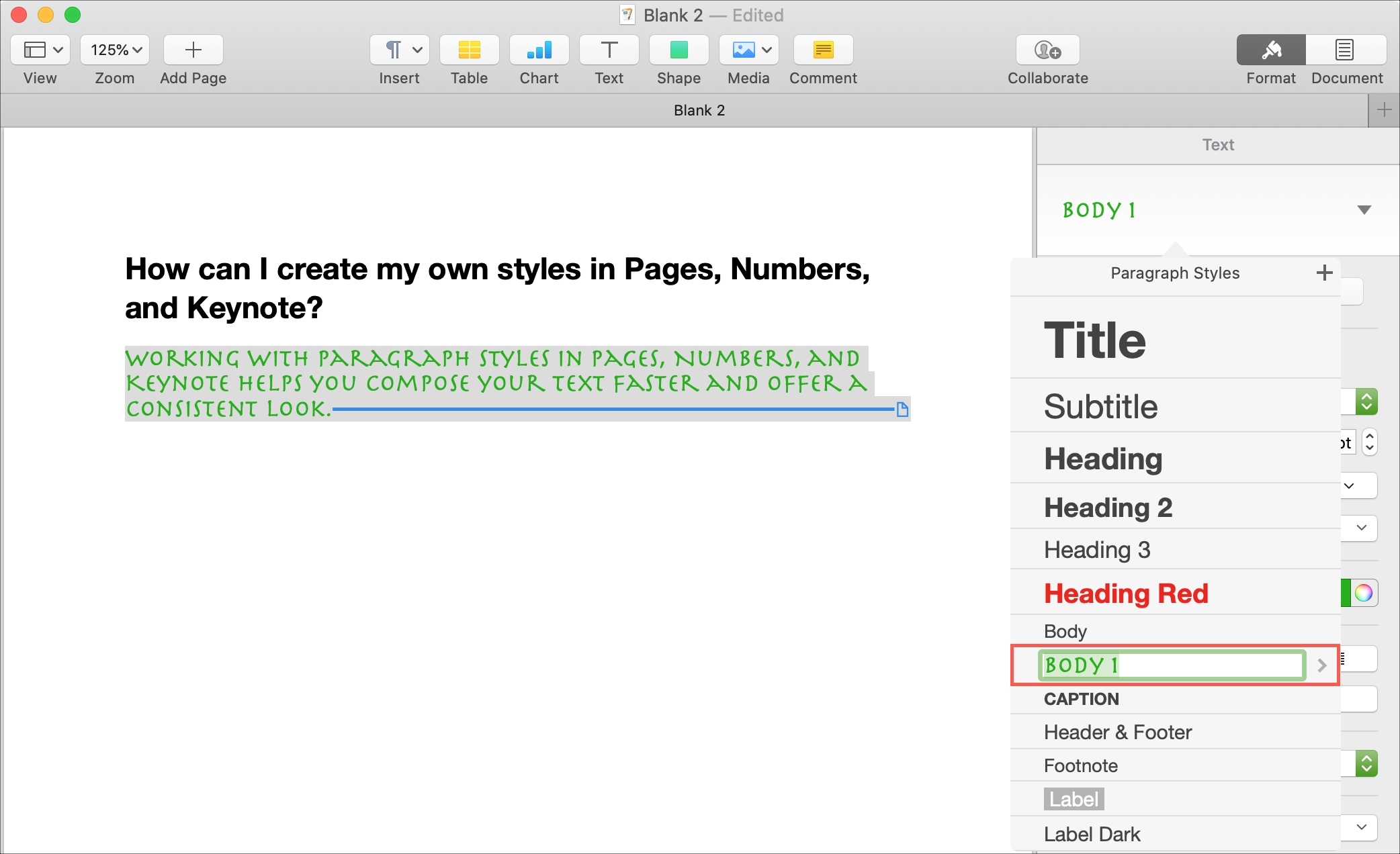 Name Paragraph Style Pages Mac