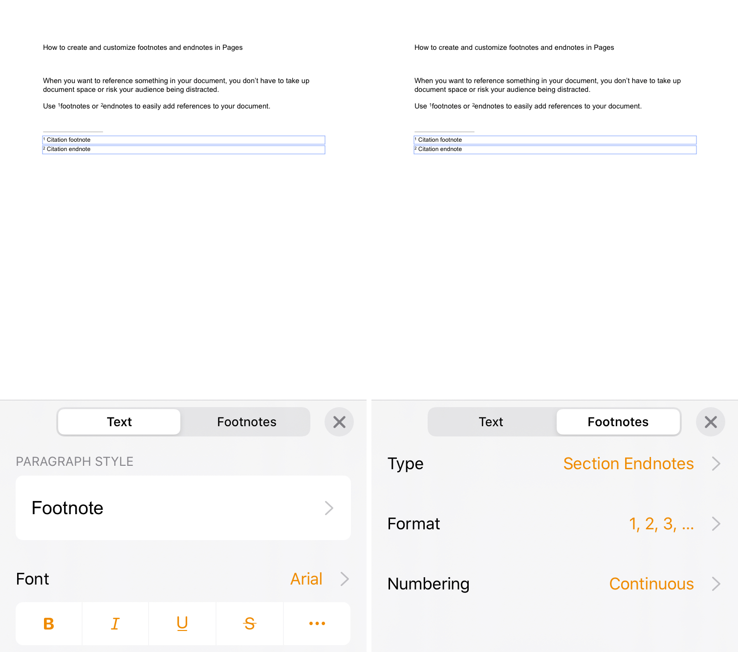 Pages Convert to Endnote iPhone