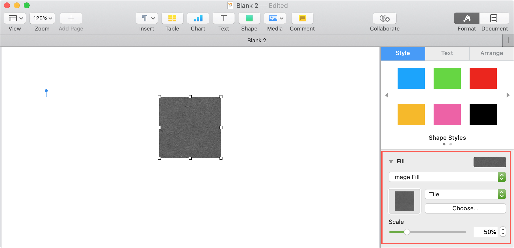 Pages Mac Image Fill Shape