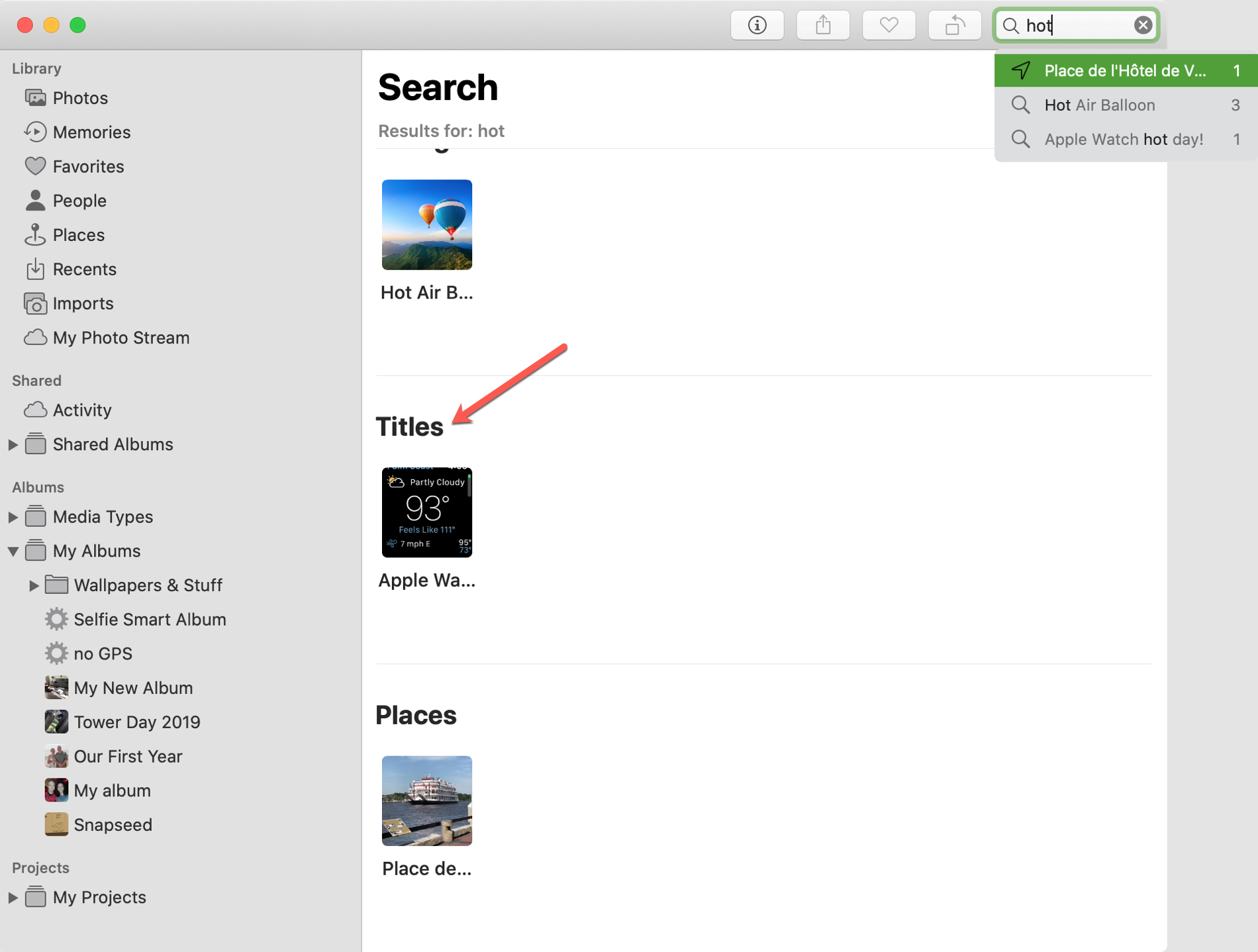 Photos Search Titles Mac