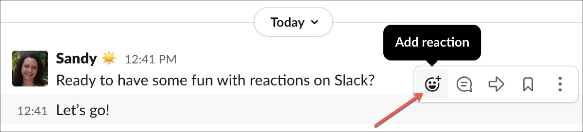 Slack Add Reaction Button