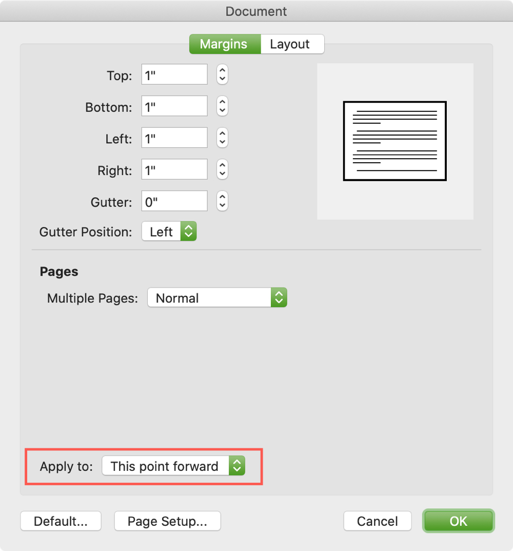 Word Apply To This Point Forward Mac