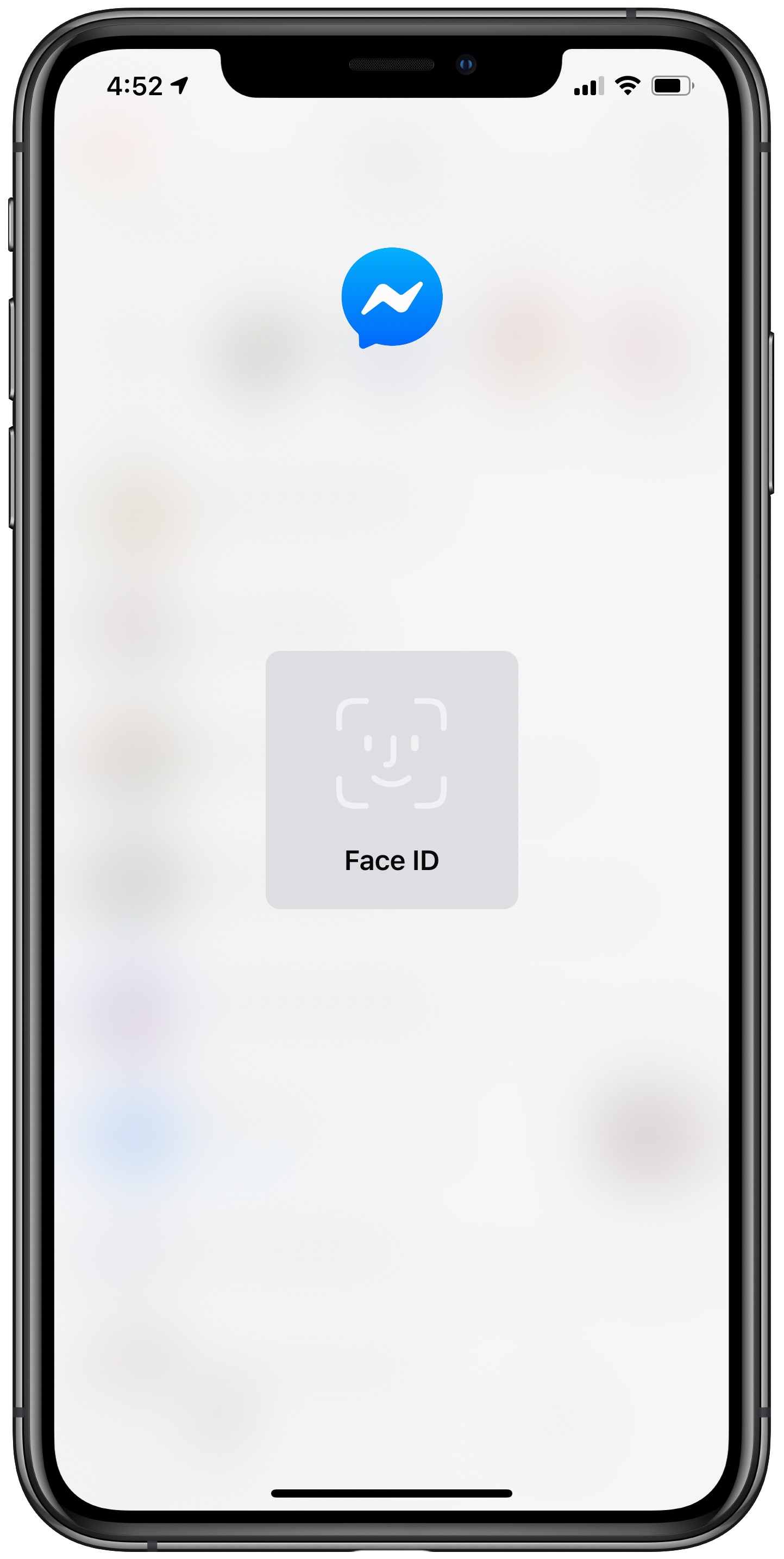 Facebook Messenger Face ID - blurred screen