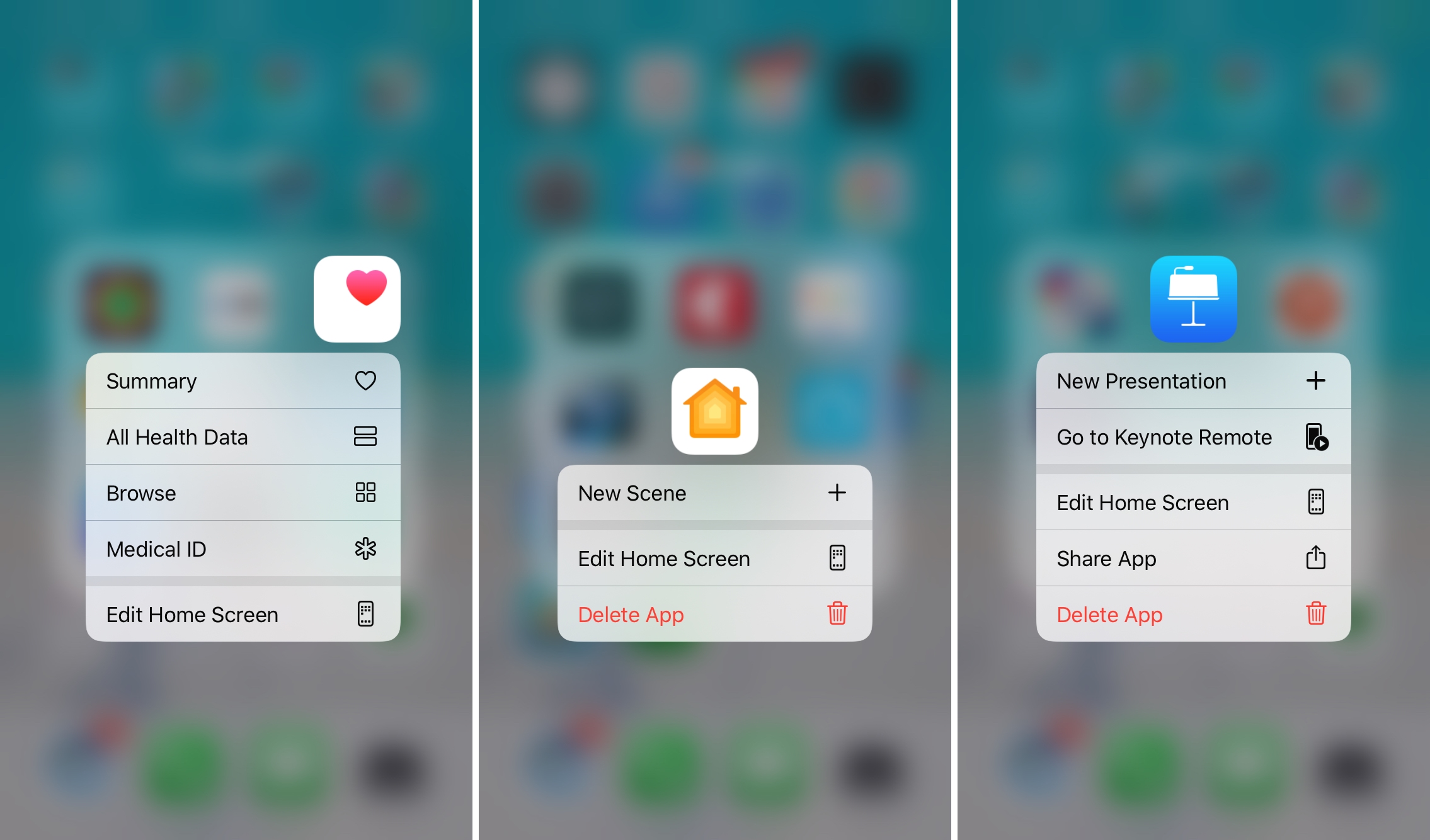 Health Home Keynote - Long Press Shortcuts