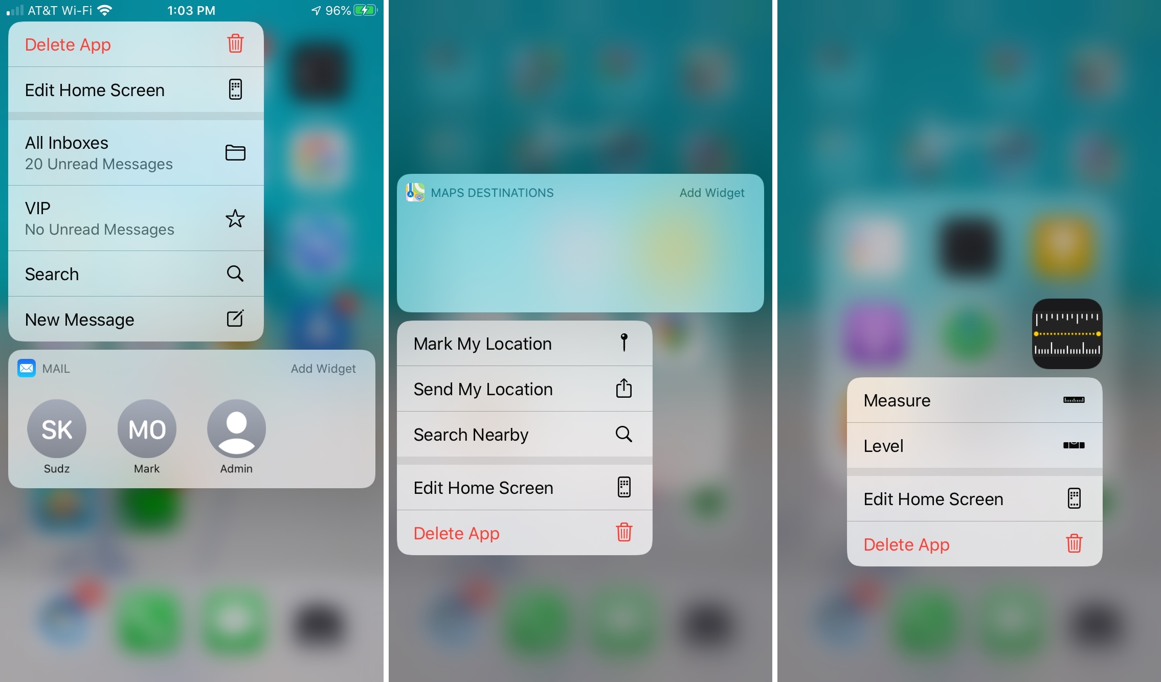 Mail Maps Measure - Long Press Shortcuts