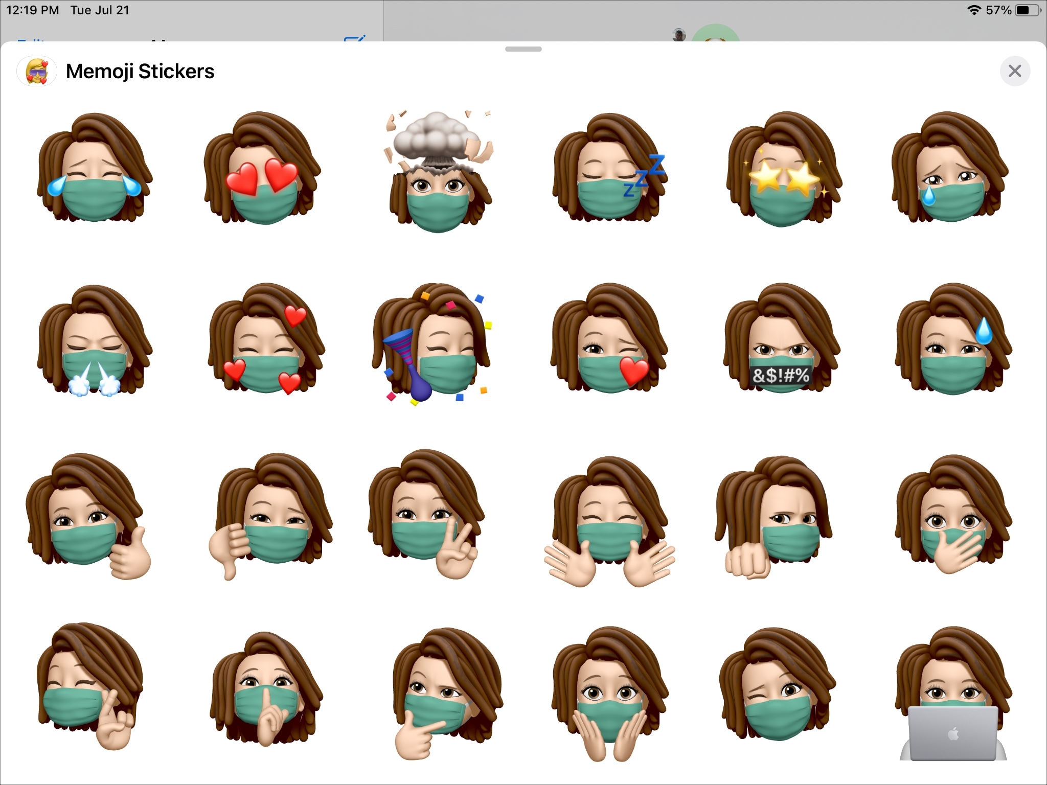 Memoji With Face Covering on iPad