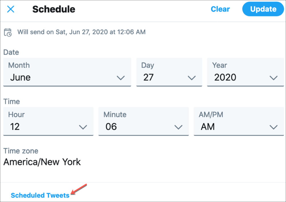 Twitter View Scheduled Tweets
