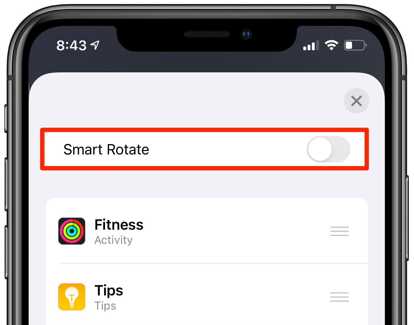 Smart Rotate disabled