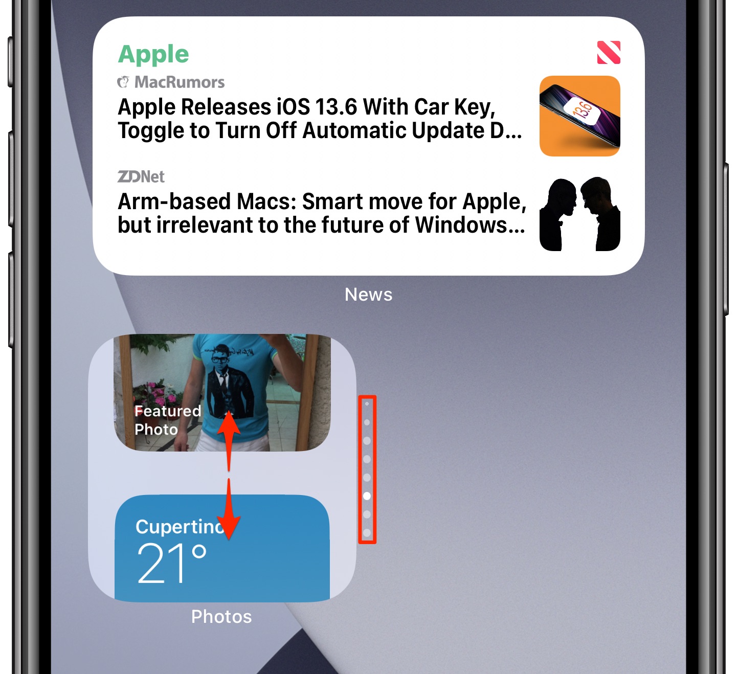 Swiping through widgets in a stack