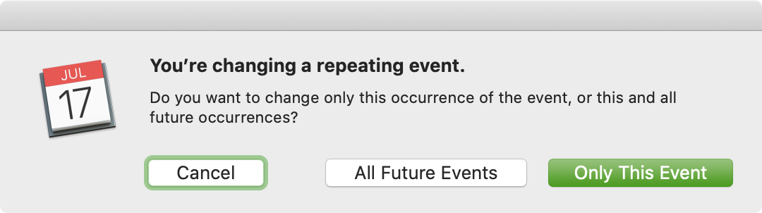 Change Repeating Event Calendar Mac