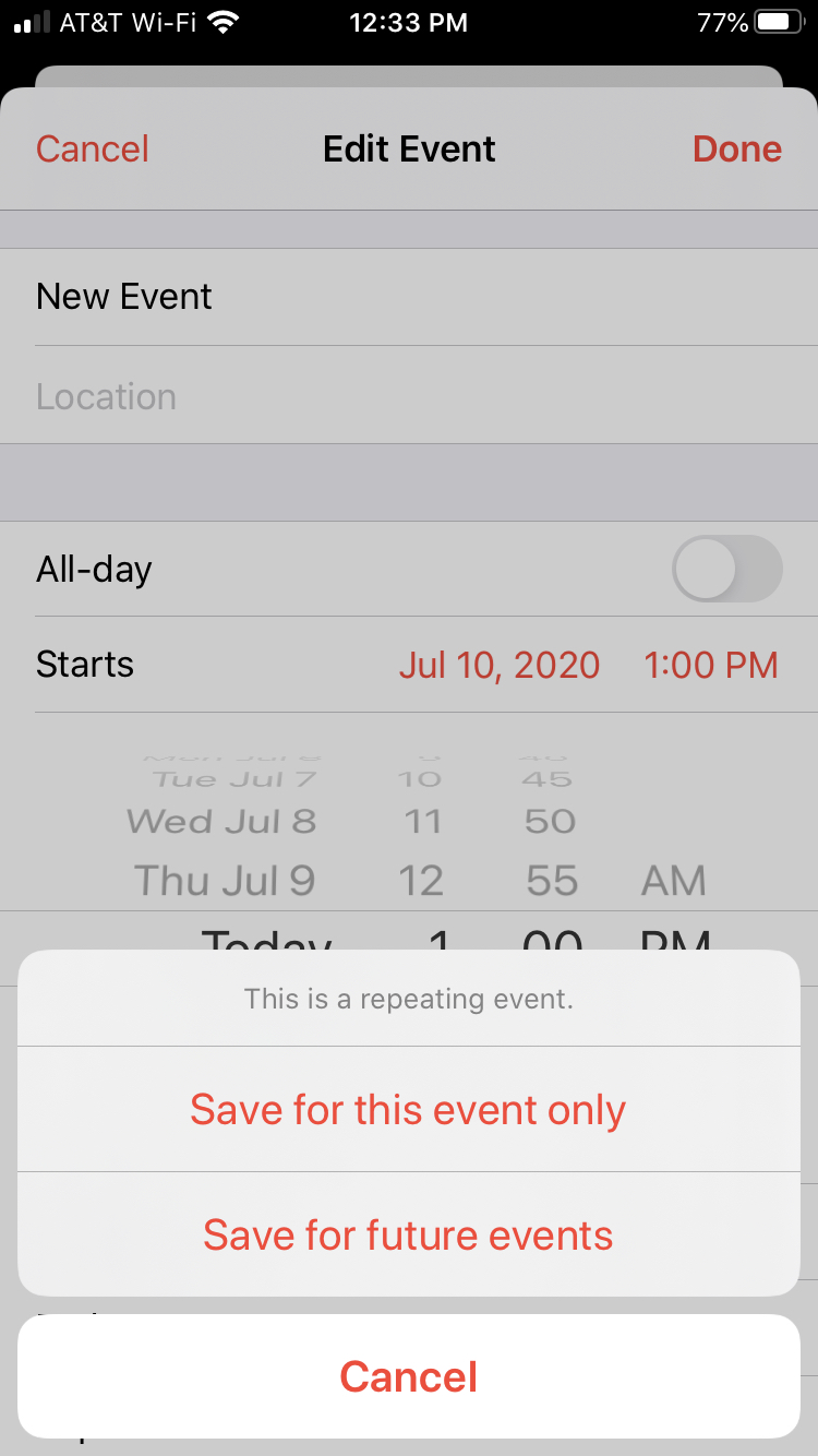 How to create, edit and delete repeating events in Calendar Mid