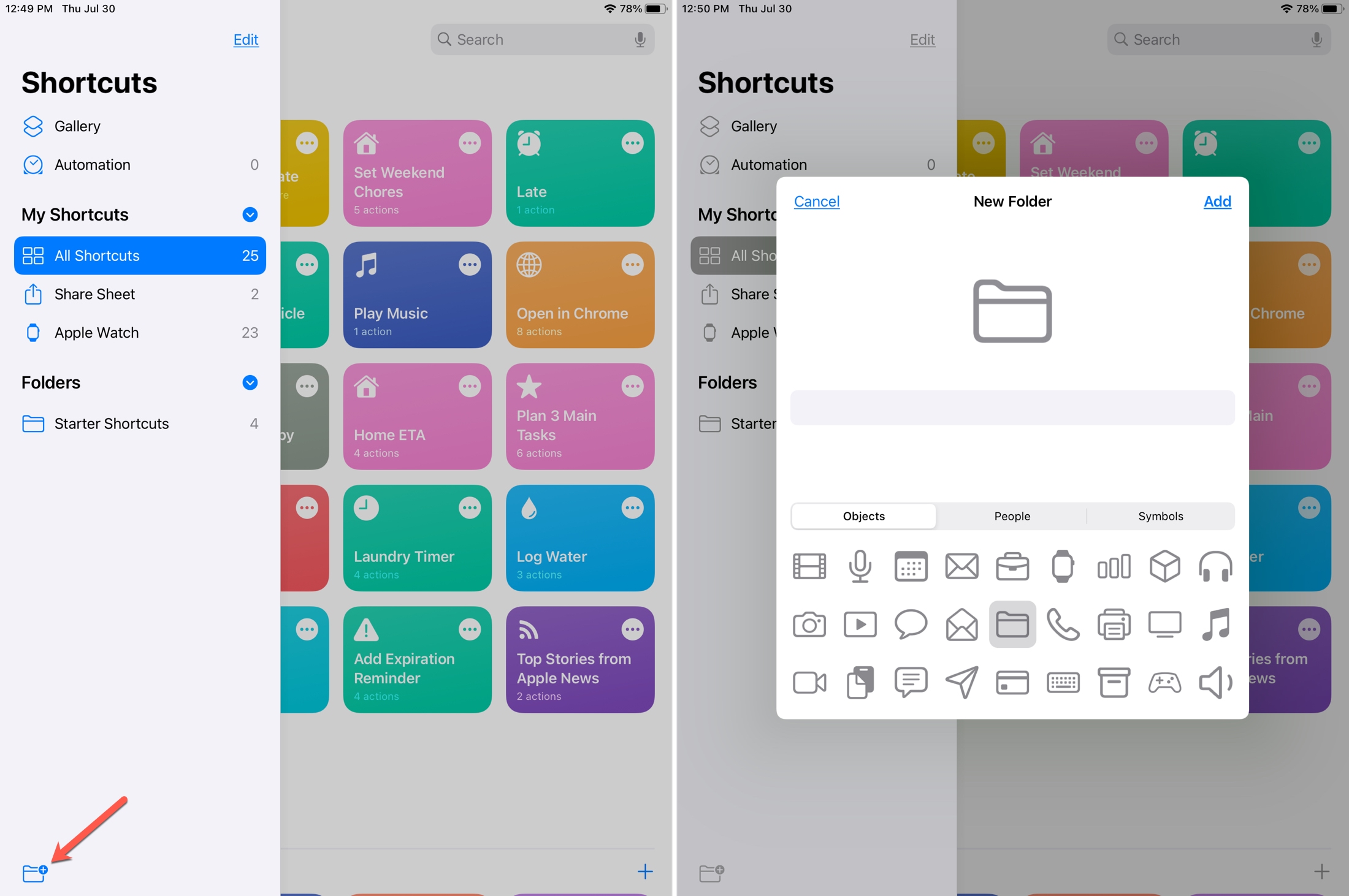 Create Folder Shortcuts iPad