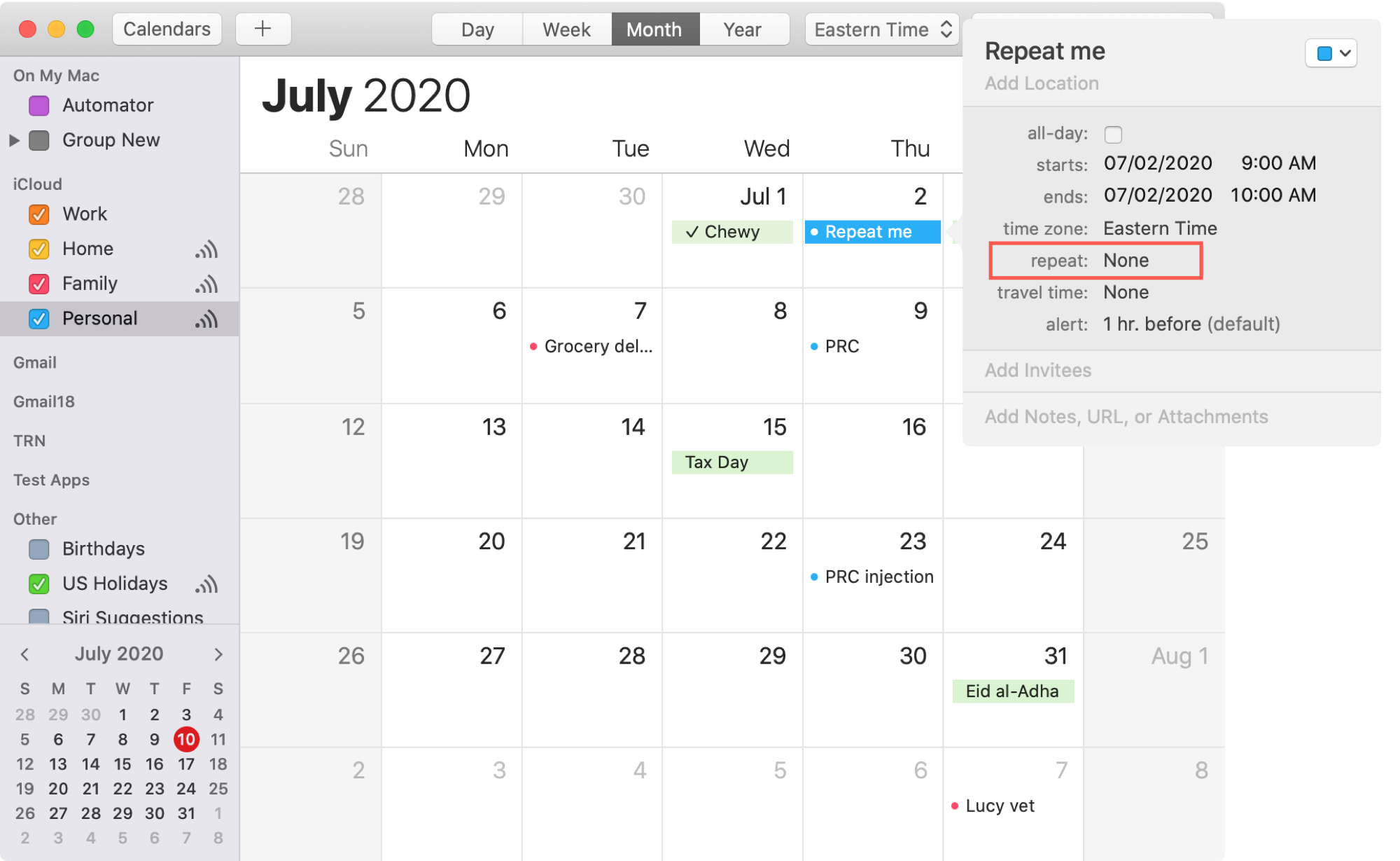 Create Repeating Event Calendar Mac