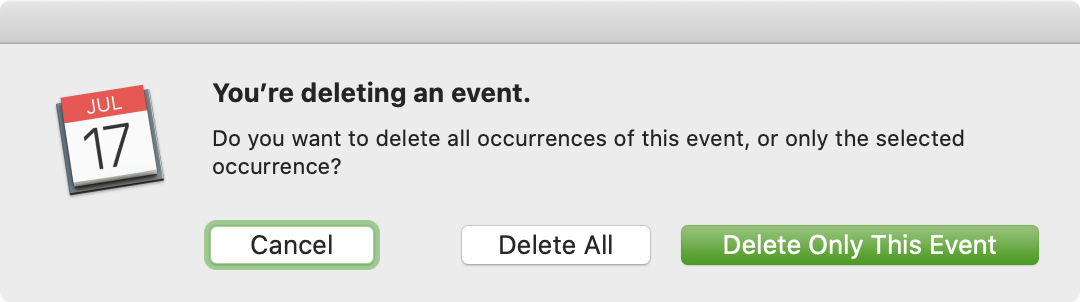 Delete Repeating Event Calendar Mac