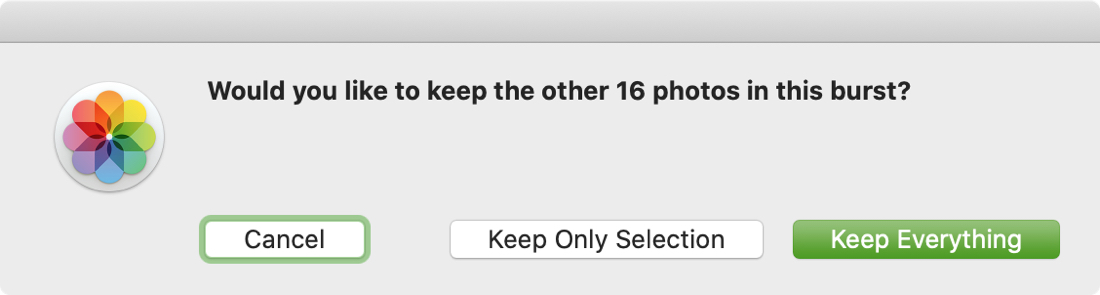Keep Other Burst Photos Message on Mac